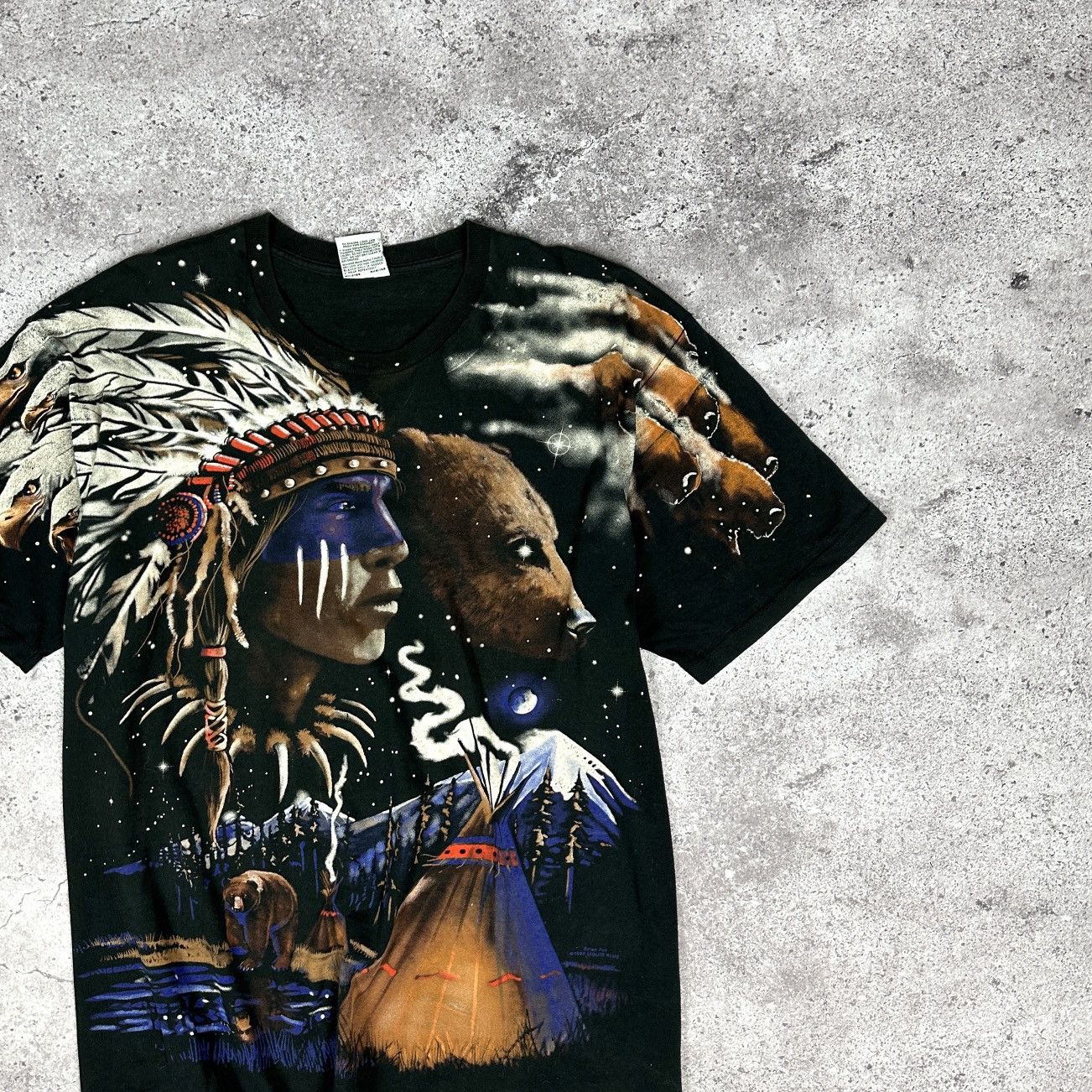Liquid Blue Vintage 90s Liquid Blue AOP Indian Spirits fire Animal tee Size US XL / EU 56 / 4 - 3 Thumbnail