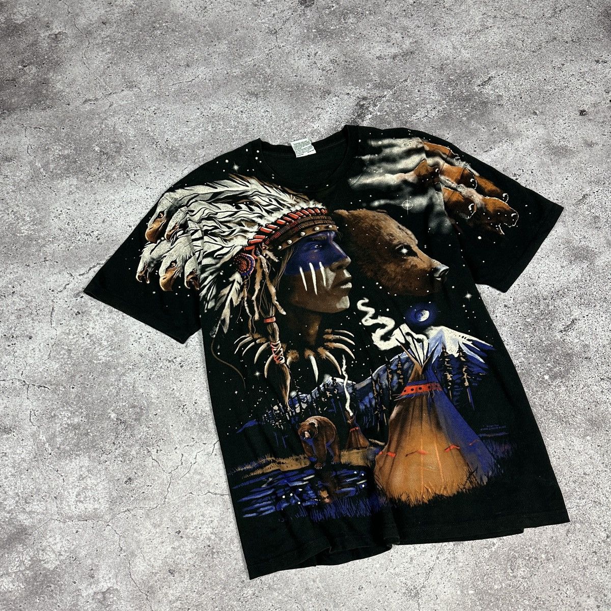 Liquid Blue Vintage 90s Liquid Blue AOP Indian Spirits fire Animal tee Size US XL / EU 56 / 4 - 5 Thumbnail