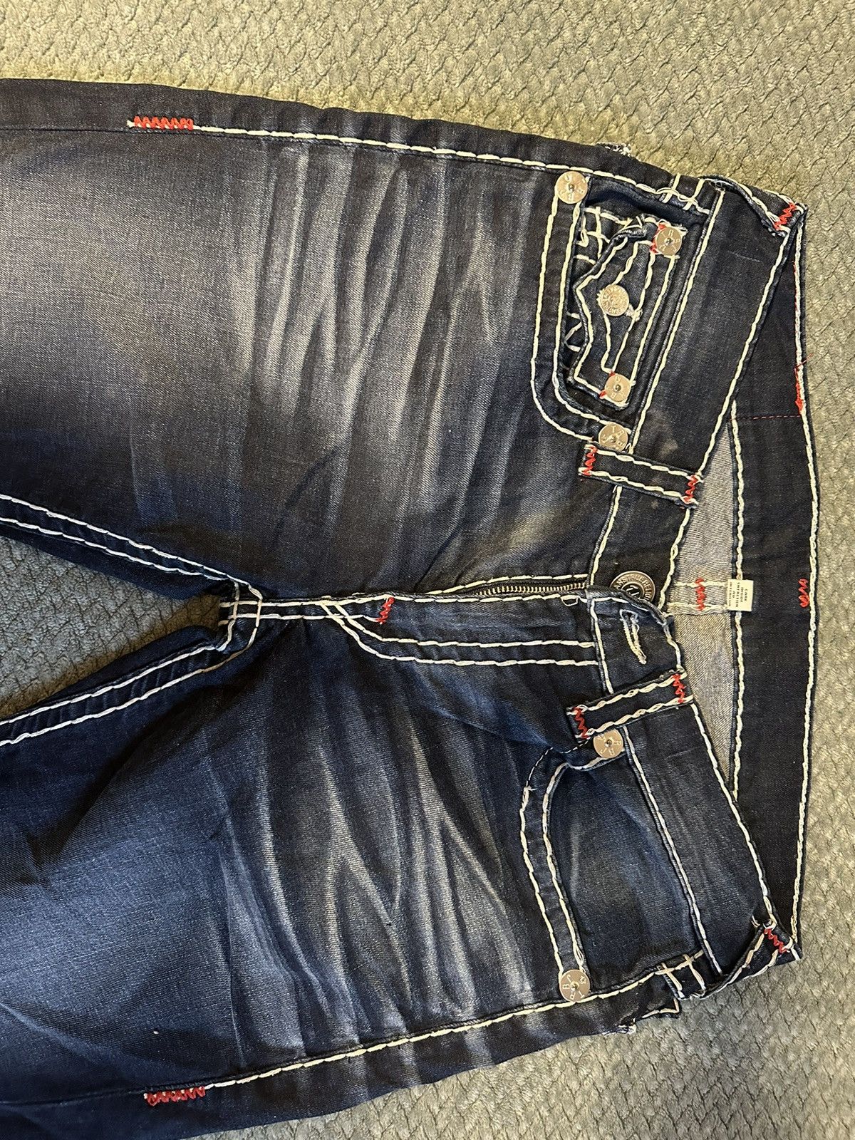 True Religion True Religion Jeans White & Red stitching Size 33" - 2 Thumbnail