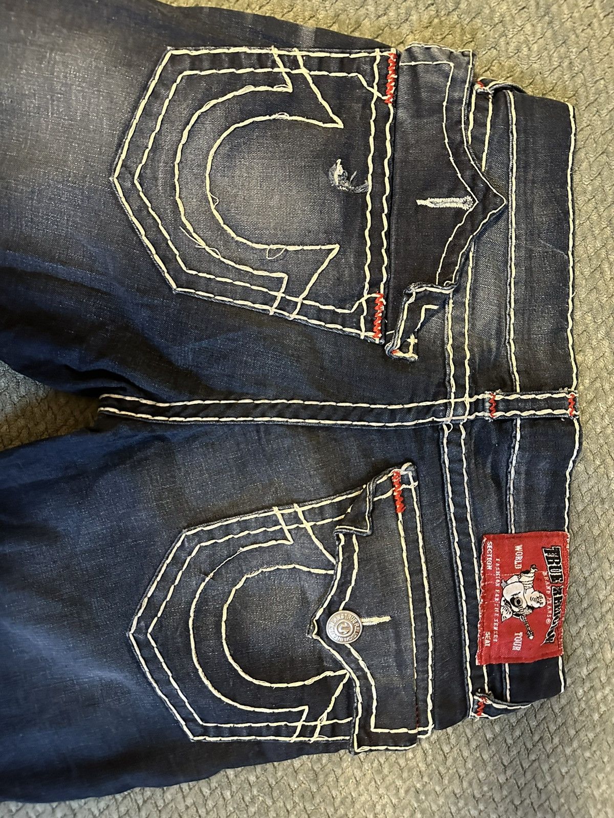 True Religion True Religion Jeans White & Red stitching Size 33" - 5 Thumbnail