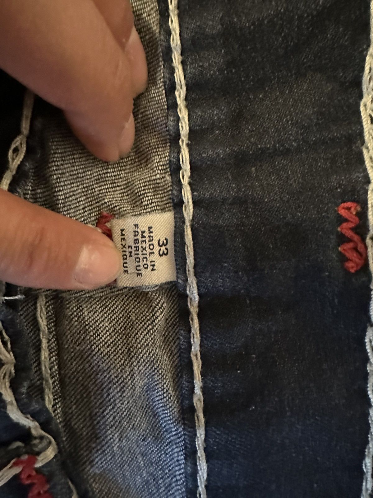 True Religion True Religion Jeans White & Red stitching Size 33" - 3 Thumbnail