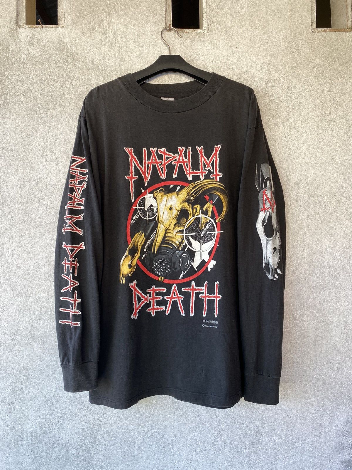 ミュージシャン L DUCK vintage napalm death gism Vintage 90s Napalm Death Long Sleeve