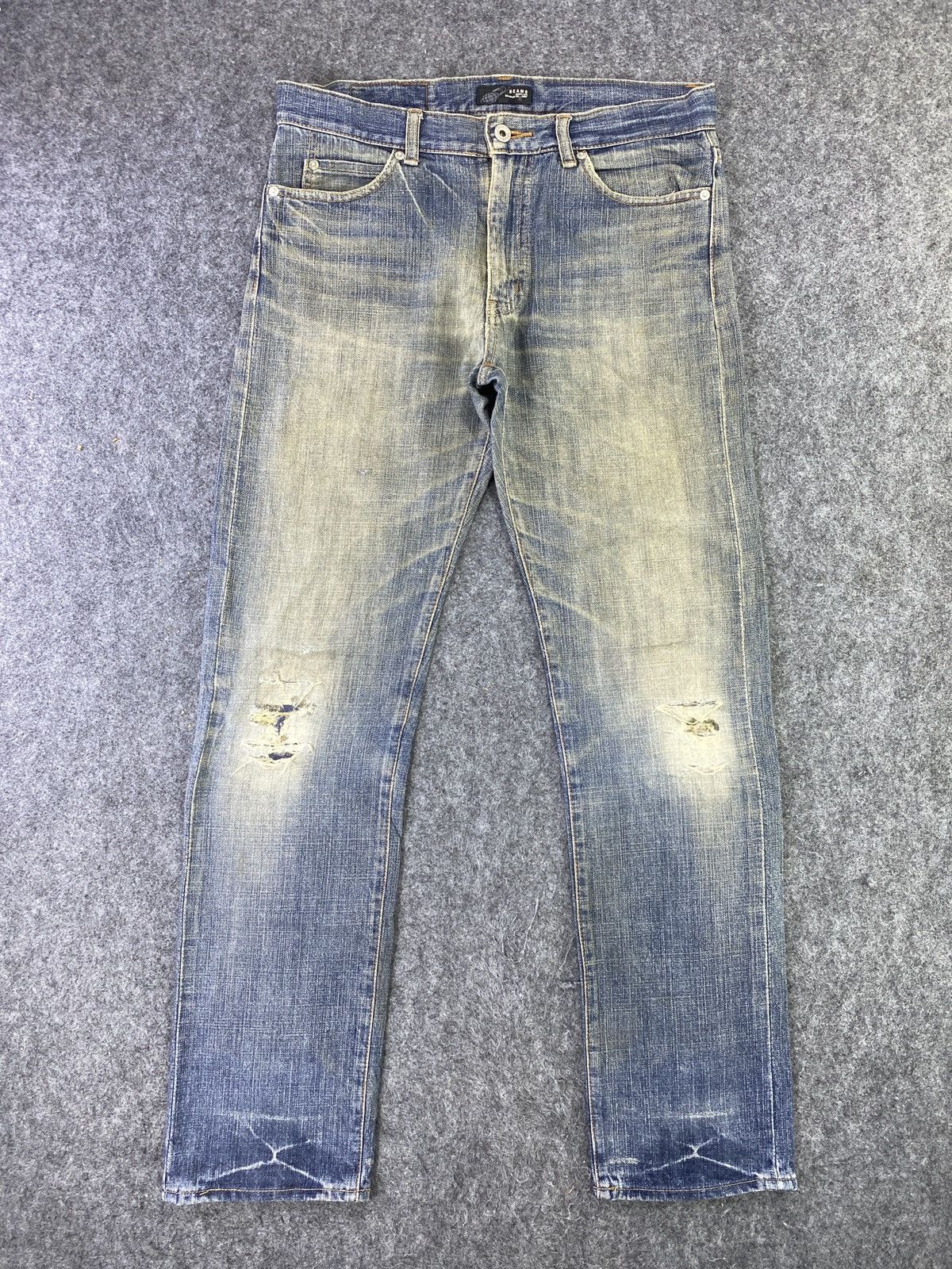Beams Plus Beams Distress Blue Wash Jeans - J791 Size US 34 / EU 50 - 1 Thumbnail