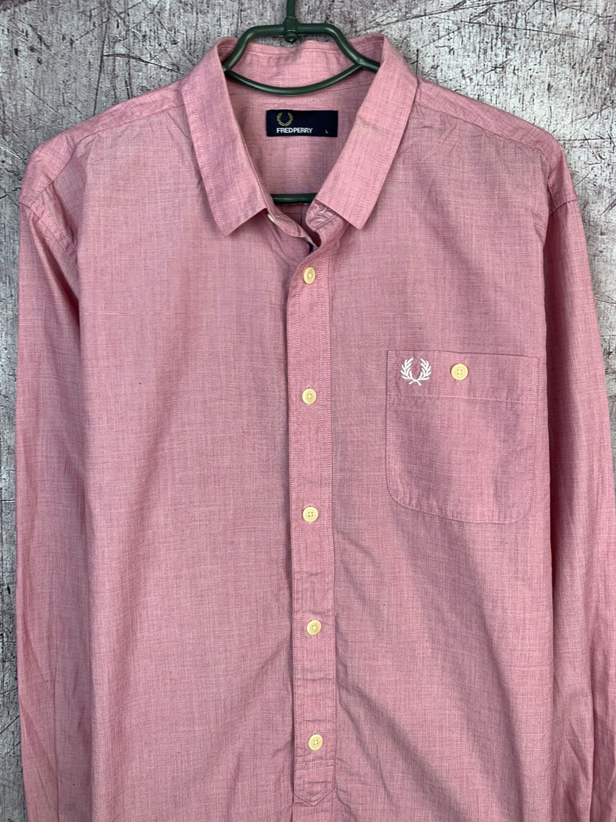 Fred Perry × Vintage Fred Perry Mens Long Sleeve Pink Shirt Size US L / EU 52-54 / 3 - 2 Thumbnail