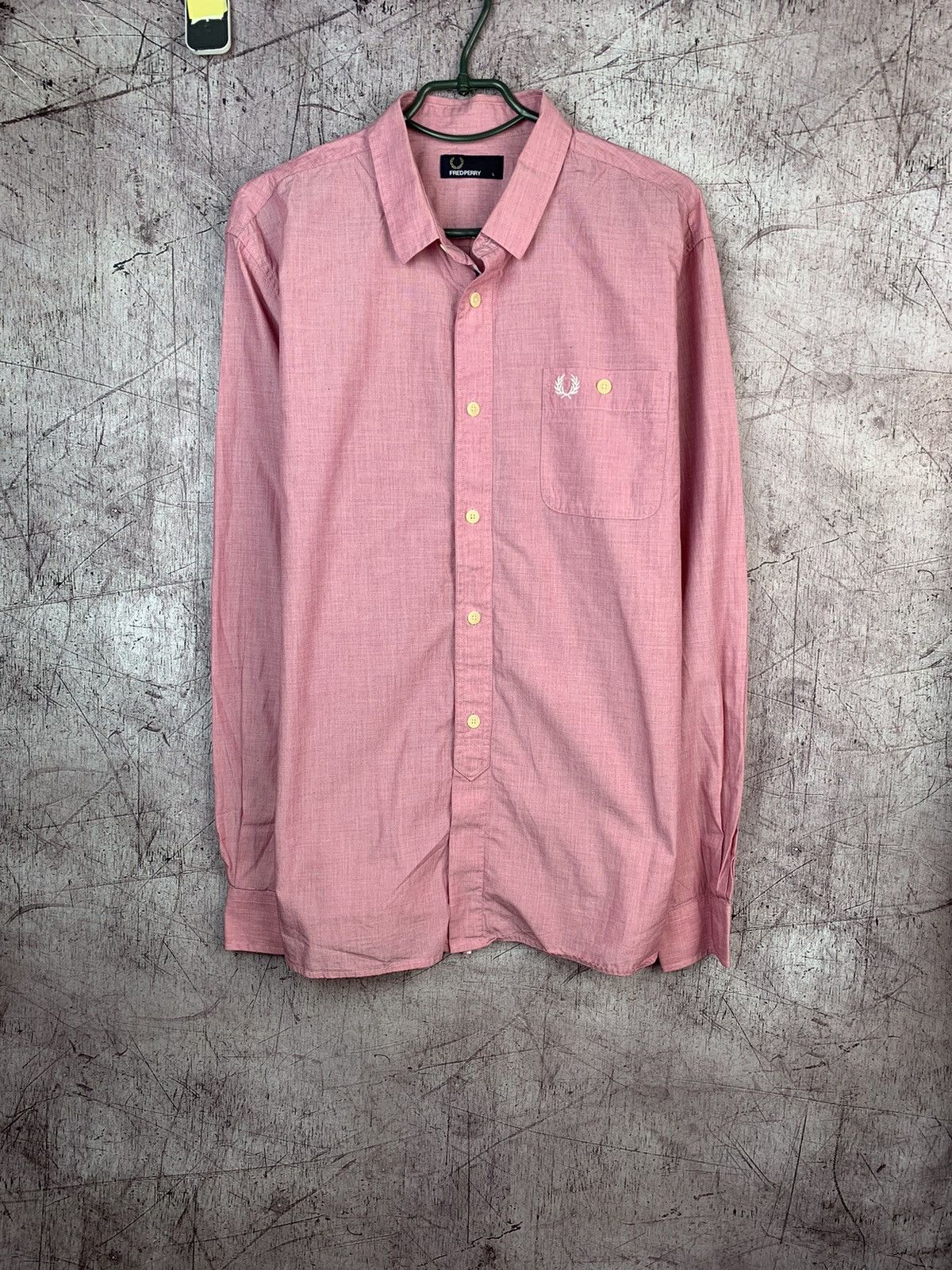Fred Perry × Vintage Fred Perry Mens Long Sleeve Pink Shirt Size US L / EU 52-54 / 3 - 1 Thumbnail