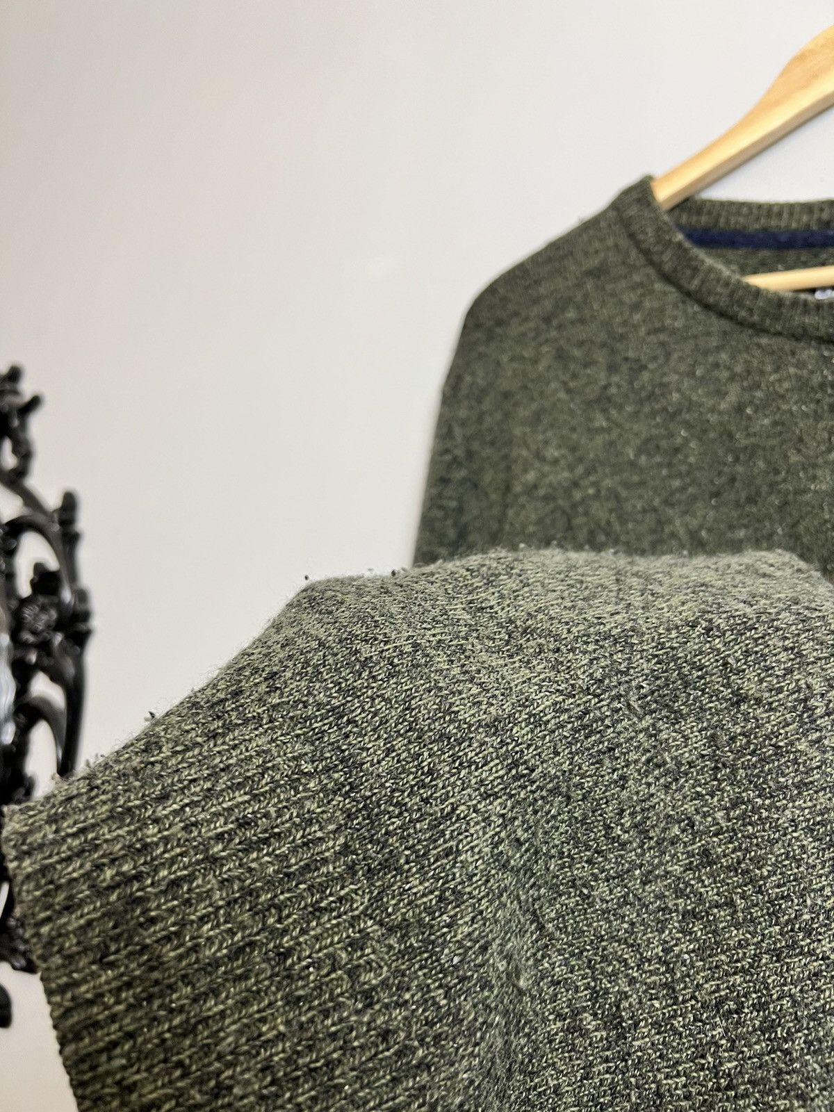 Barbour × Vintage Rare Vintage Barbour Wool Knit Sweater Olive Kurt Cobain Y2K Size US L / EU 52-54 / 3 - 3 Thumbnail