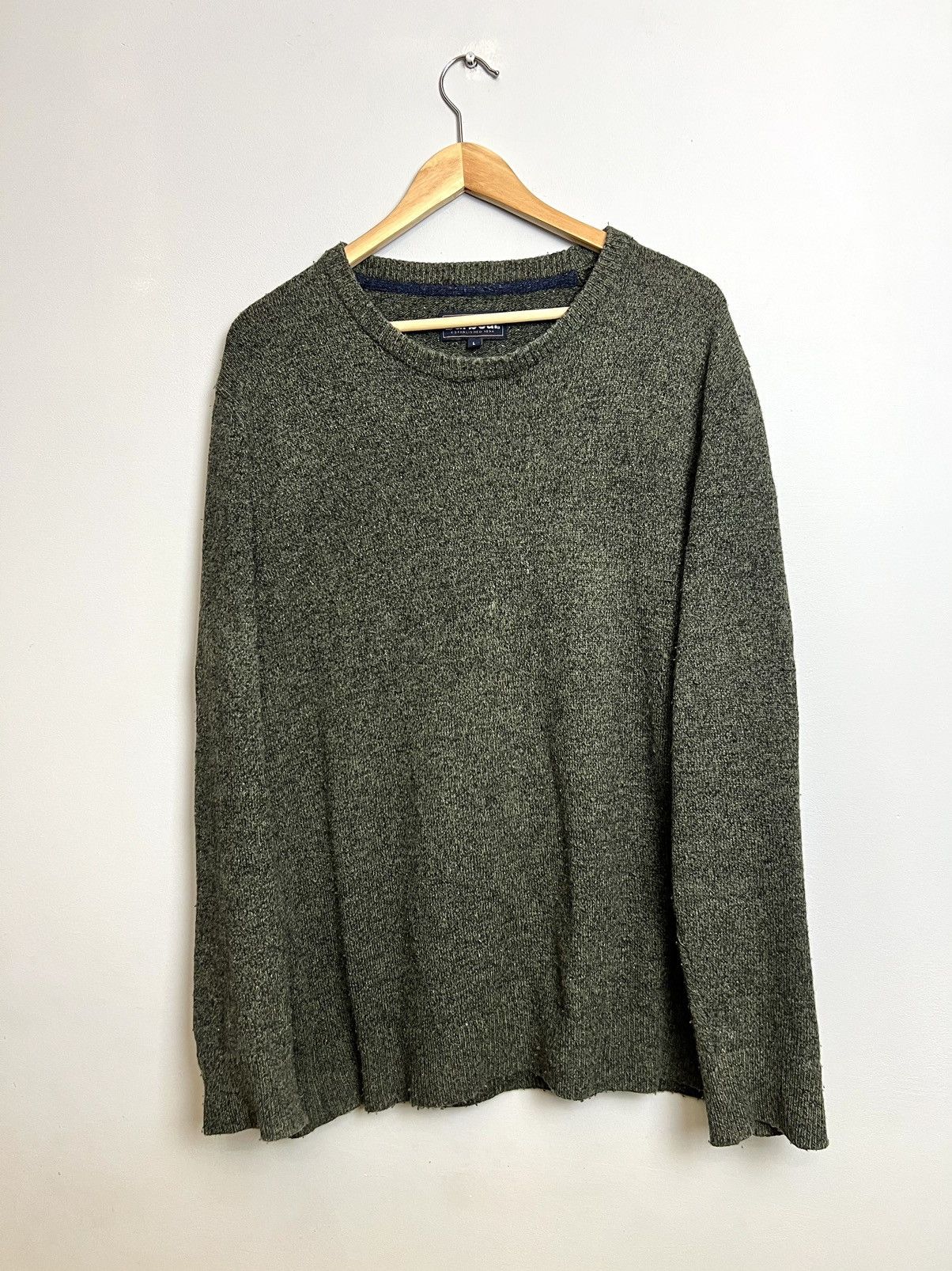 Barbour × Vintage Rare Vintage Barbour Wool Knit Sweater Olive Kurt Cobain Y2K Size US L / EU 52-54 / 3 - 1 Thumbnail