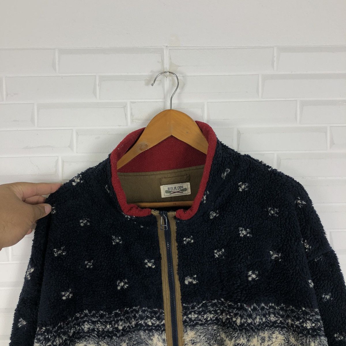 Japanese Brand BLUE DE CHINE PUTIT PRINTED FLEECE ZIPPER JACKET Size US L / EU 52-54 / 3 - 5 Thumbnail