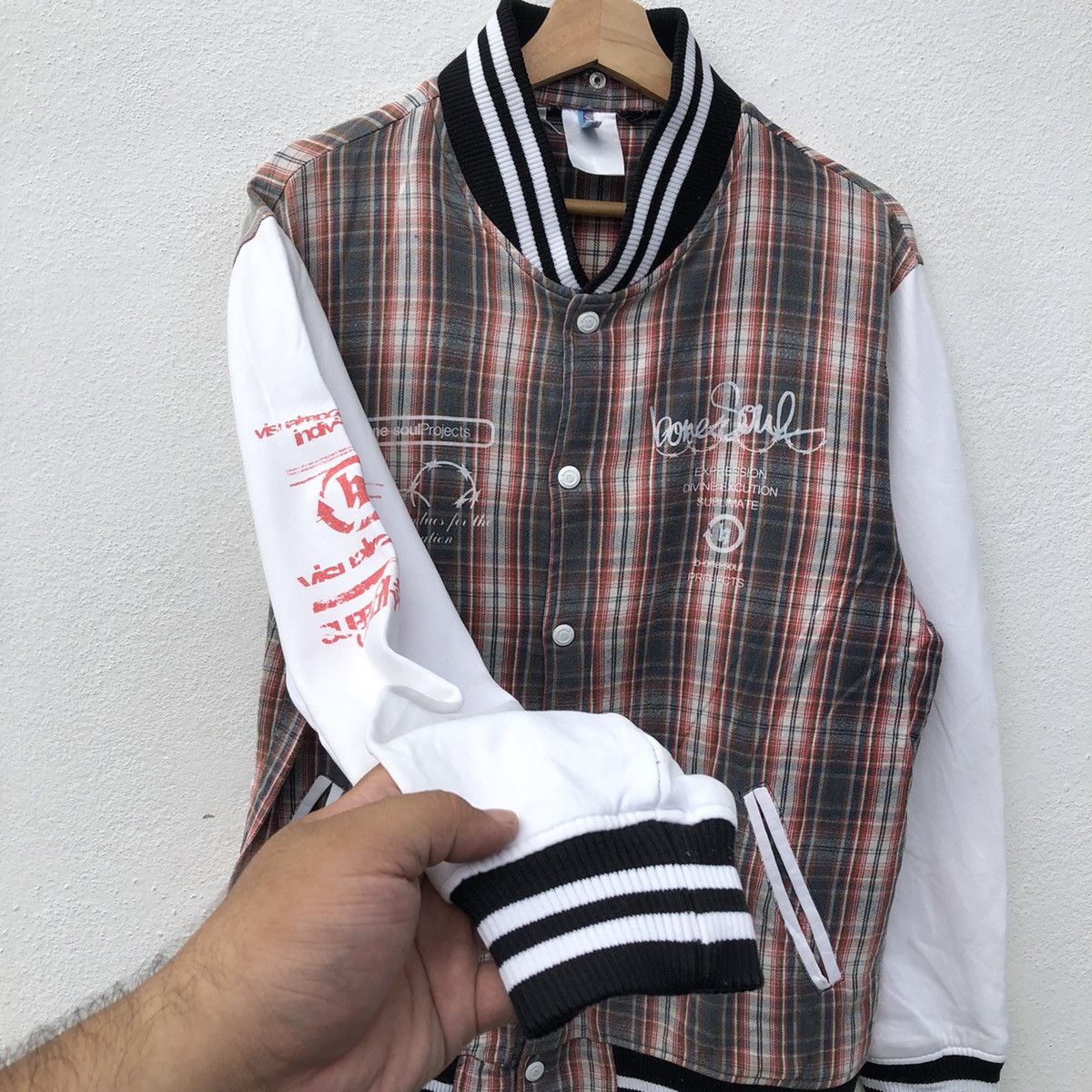 Japanese Brand VINTAGE VARSITY JACKET TARTAN DESIGN RARE STYLE Size US L / EU 52-54 / 3 - 7 Thumbnail