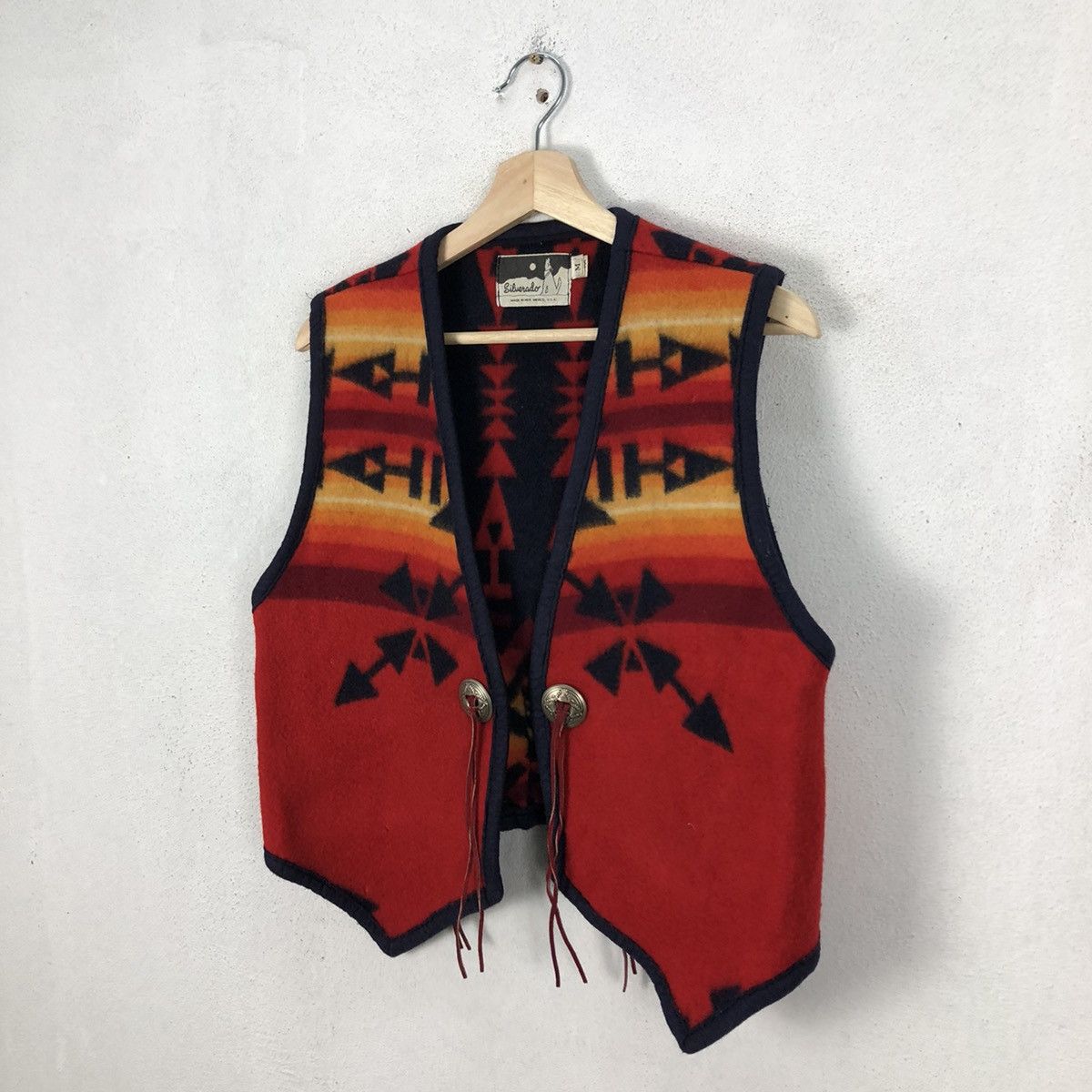 Japanese Brand VINTAGE SILVERADO VEST WOOL INDIAN MOTORCYLE DESIGN NAVAJO Size US M / EU 48-50 / 2 - 2 Thumbnail