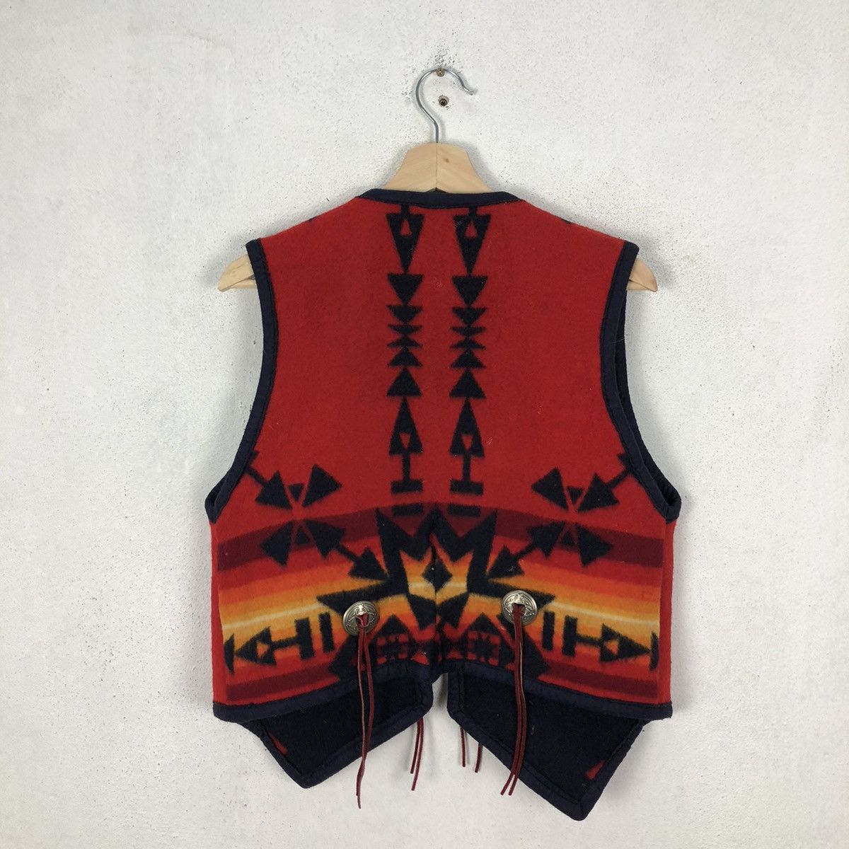 Japanese Brand VINTAGE SILVERADO VEST WOOL INDIAN MOTORCYLE DESIGN NAVAJO Size US M / EU 48-50 / 2 - 6 Thumbnail