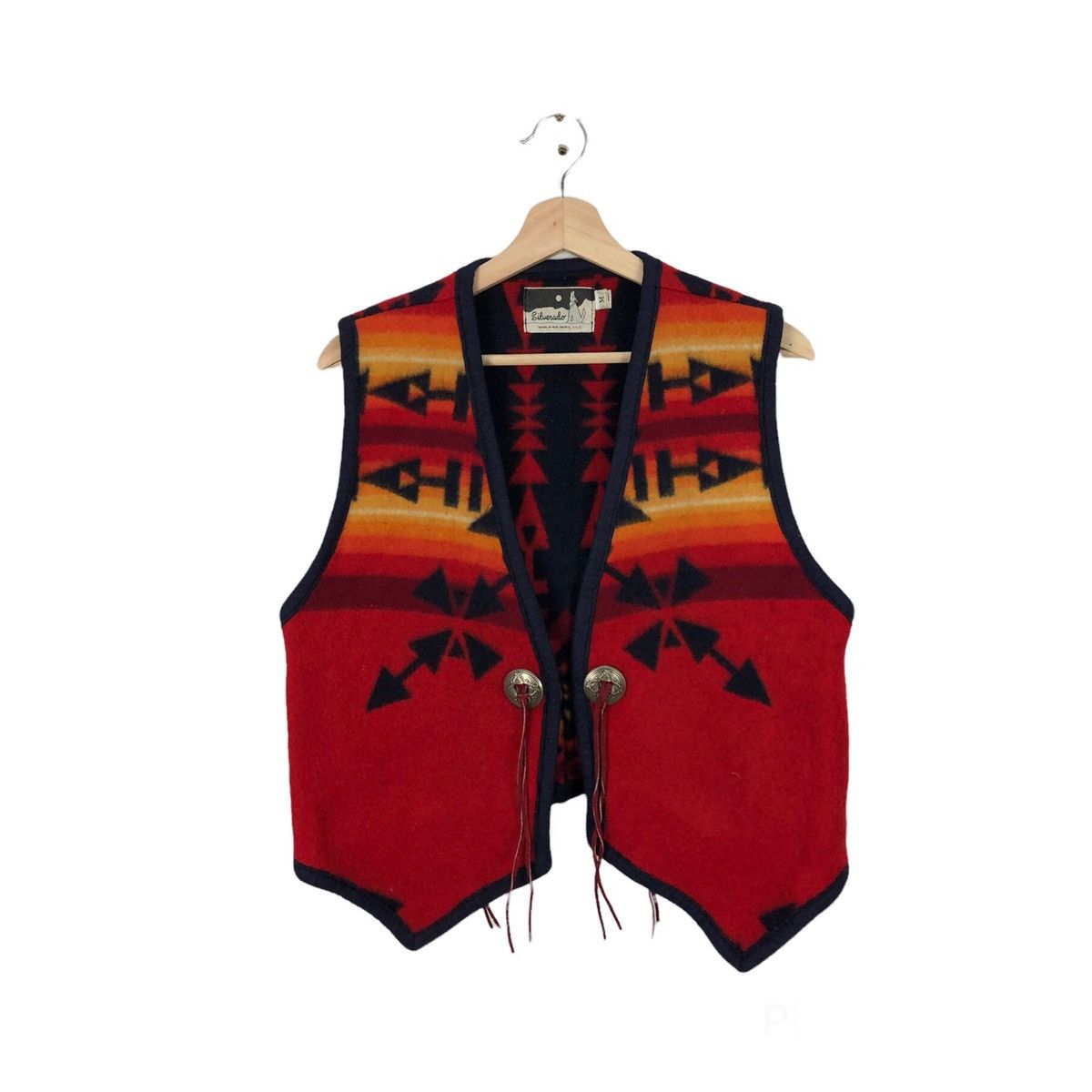 Japanese Brand VINTAGE SILVERADO VEST WOOL INDIAN MOTORCYLE DESIGN NAVAJO Size US M / EU 48-50 / 2 - 1 Thumbnail