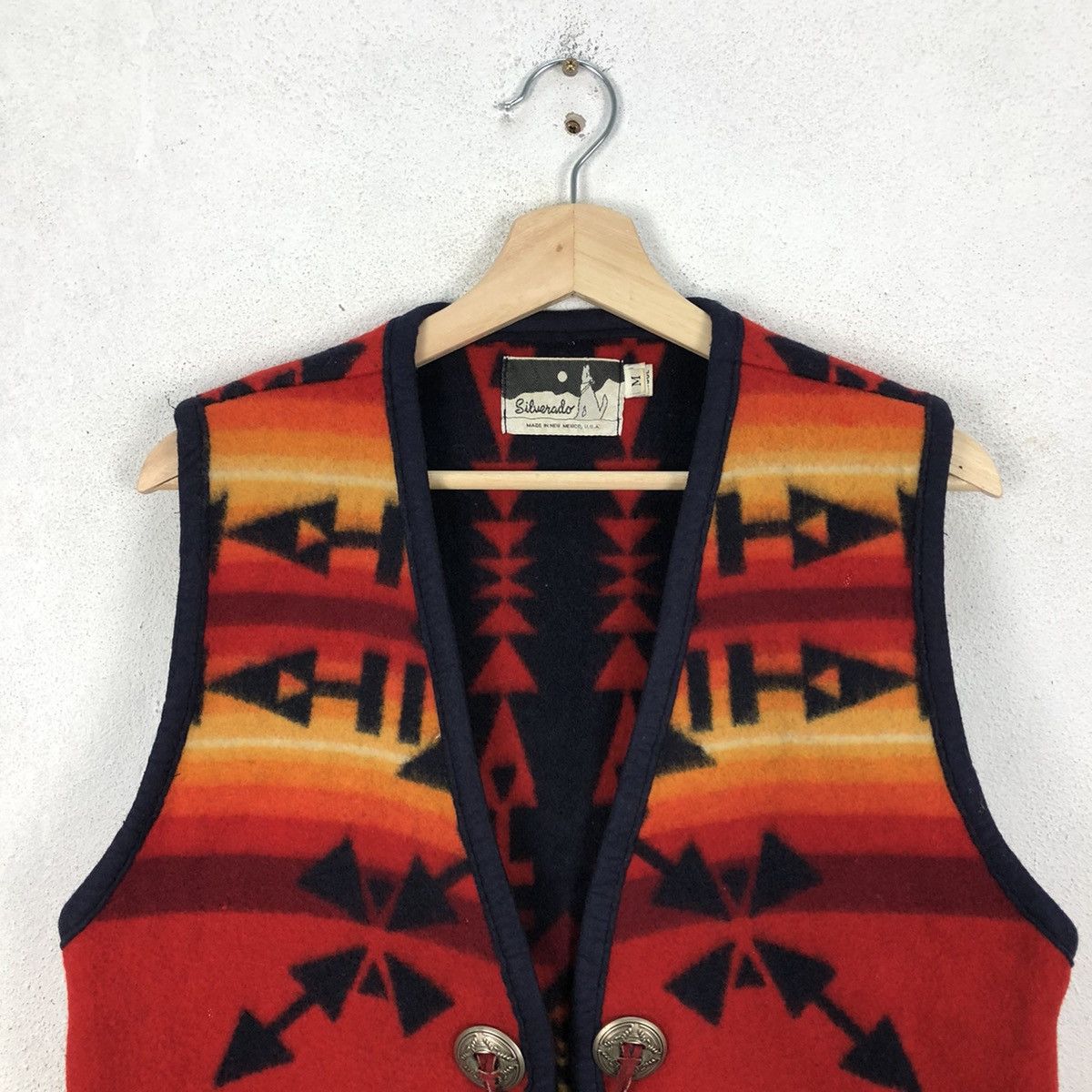 Japanese Brand VINTAGE SILVERADO VEST WOOL INDIAN MOTORCYLE DESIGN NAVAJO Size US M / EU 48-50 / 2 - 3 Thumbnail