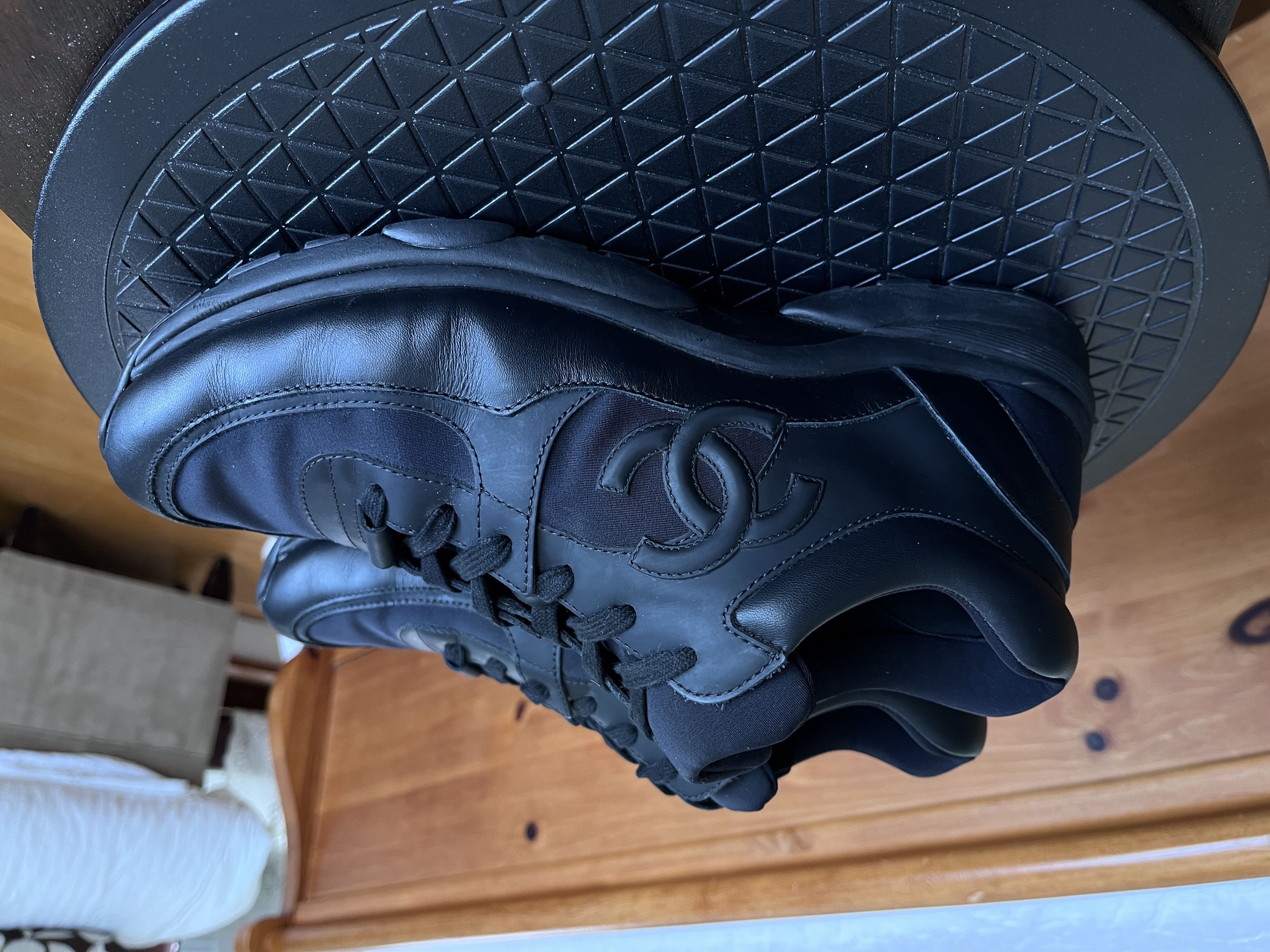 image of Chanel Triple Black Low-Top Sneaker, Men's (Size 11)