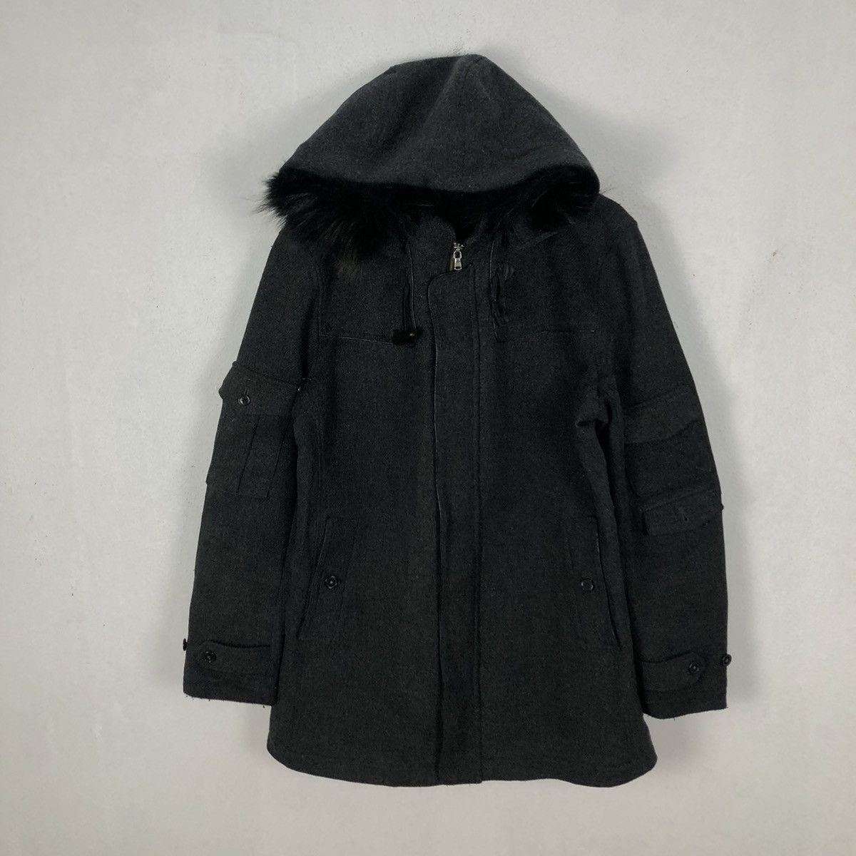 Japanese Brand RARE MINK FUR HOODIE WOOL JACKET KATHARINE HAMNETT LONDON Size US XL / EU 56 / 4 - 10 Thumbnail