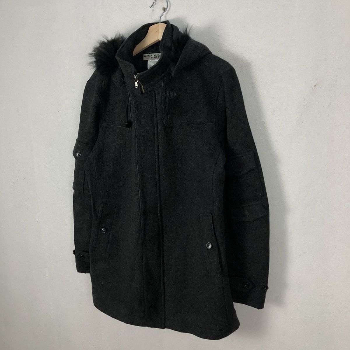 Japanese Brand RARE MINK FUR HOODIE WOOL JACKET KATHARINE HAMNETT LONDON Size US XL / EU 56 / 4 - 2 Thumbnail