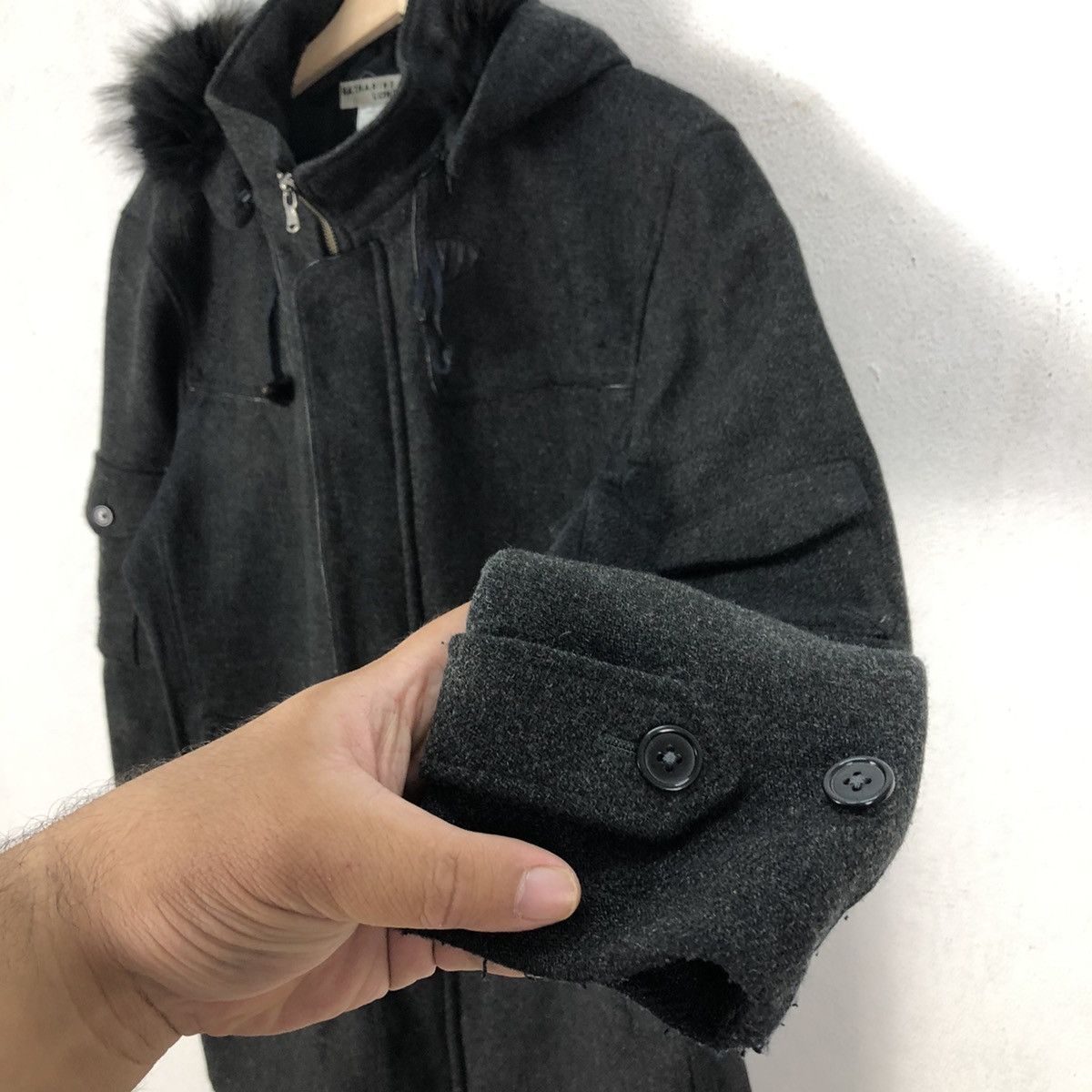 Japanese Brand RARE MINK FUR HOODIE WOOL JACKET KATHARINE HAMNETT LONDON Size US XL / EU 56 / 4 - 7 Thumbnail