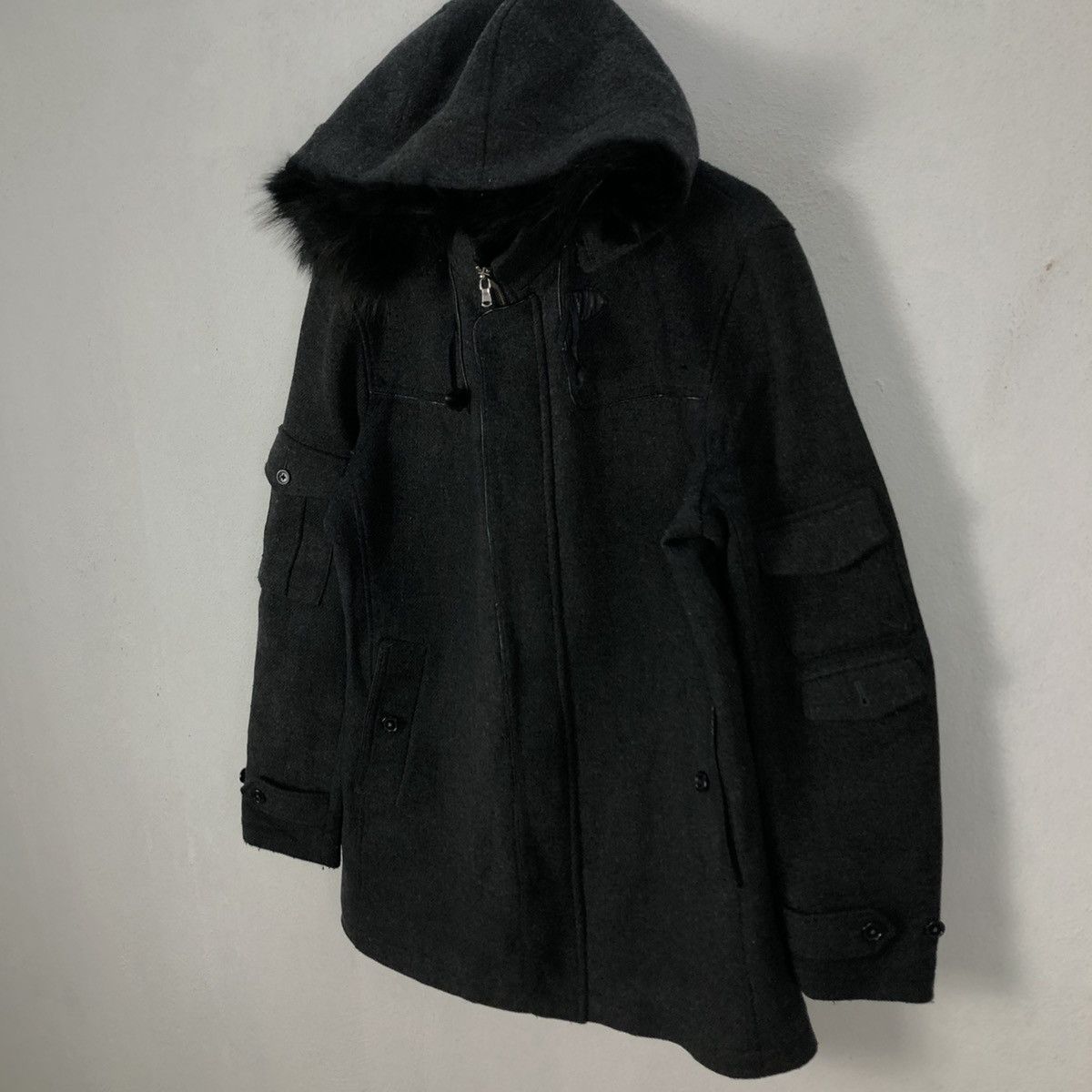 Japanese Brand RARE MINK FUR HOODIE WOOL JACKET KATHARINE HAMNETT LONDON Size US XL / EU 56 / 4 - 11 Thumbnail
