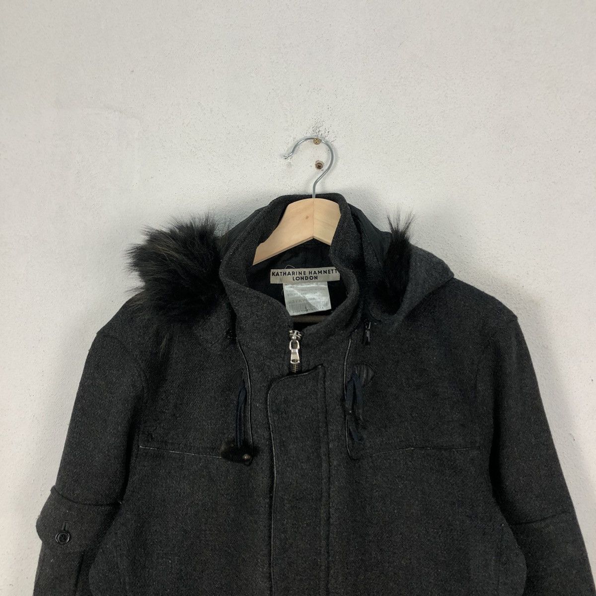 Japanese Brand RARE MINK FUR HOODIE WOOL JACKET KATHARINE HAMNETT LONDON Size US XL / EU 56 / 4 - 6 Thumbnail