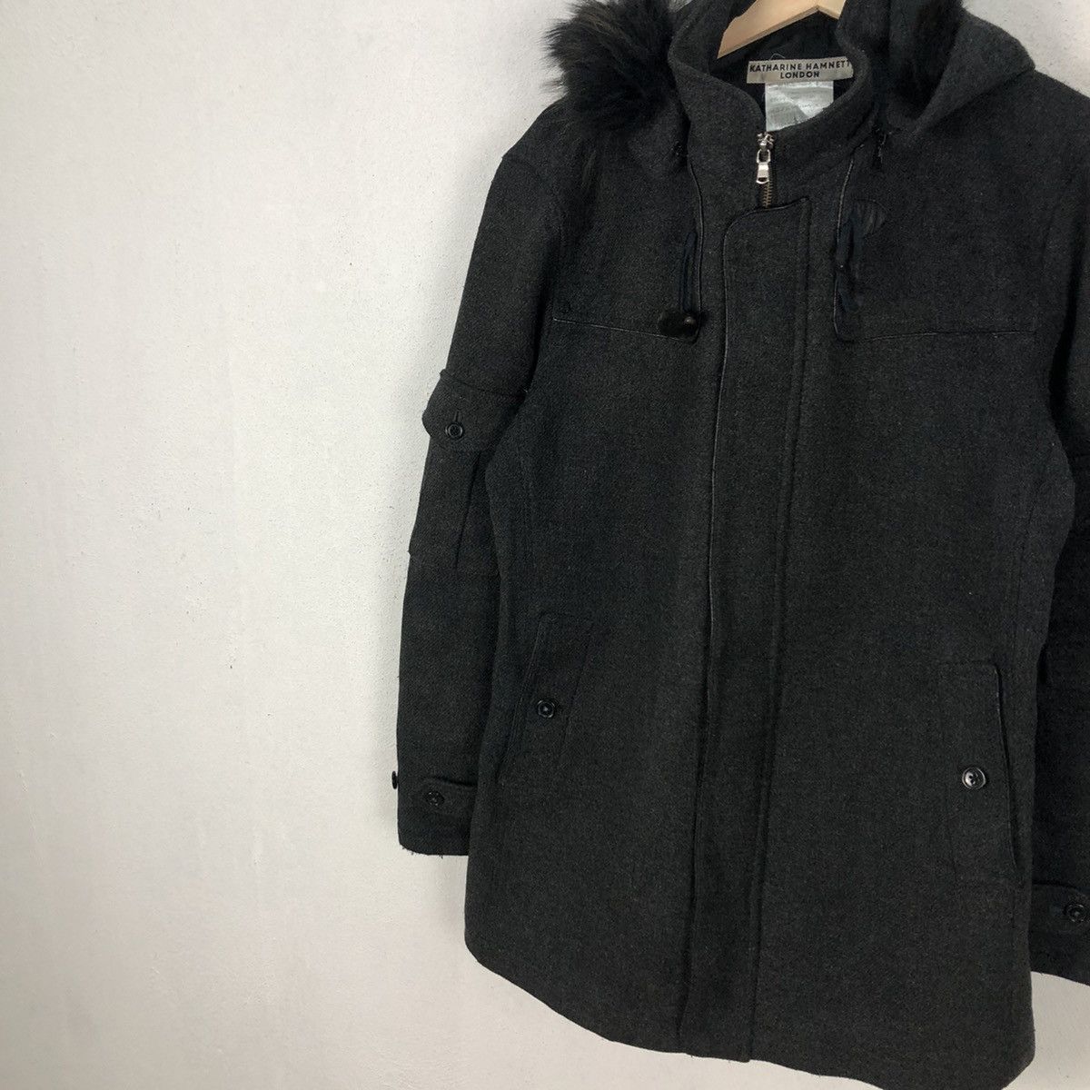Japanese Brand RARE MINK FUR HOODIE WOOL JACKET KATHARINE HAMNETT LONDON Size US XL / EU 56 / 4 - 4 Thumbnail