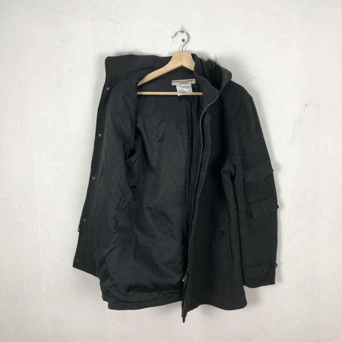 Japanese Brand RARE MINK FUR HOODIE WOOL JACKET KATHARINE HAMNETT LONDON Size US XL / EU 56 / 4 - 12 Thumbnail
