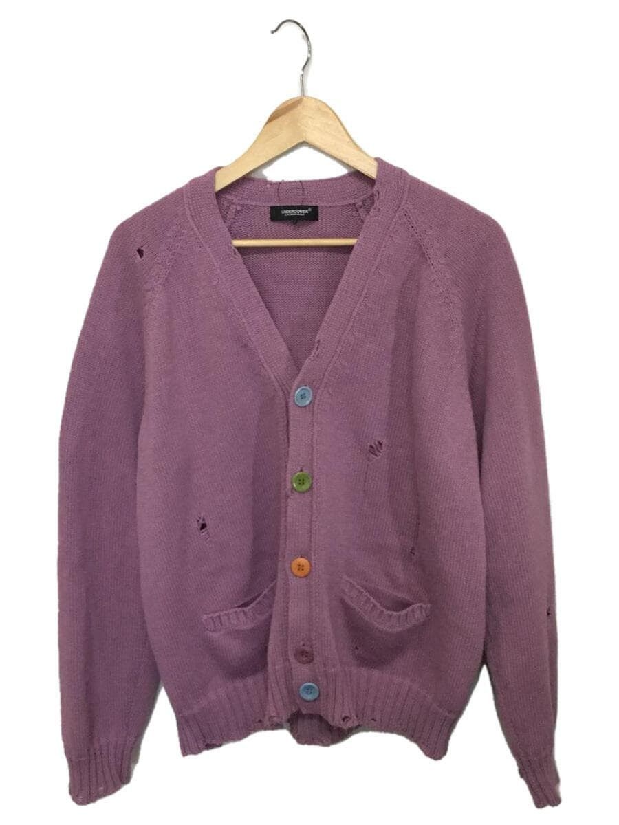 image of Undercover Ss21 Distressed Cardigan in Purple, Men's (Size XL)