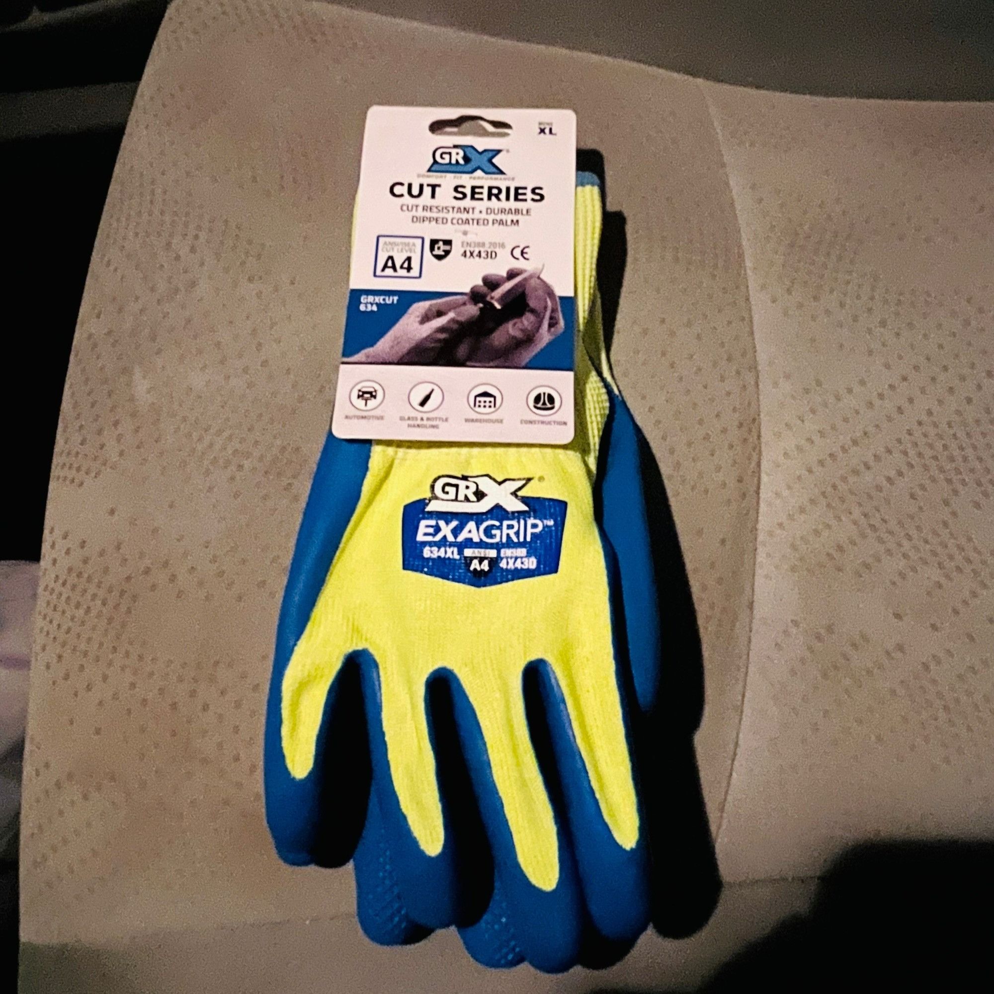 Mens Cut Series Cut Resistant GRX Work Gloves Durable Dipped Coated Palm  Blue XL