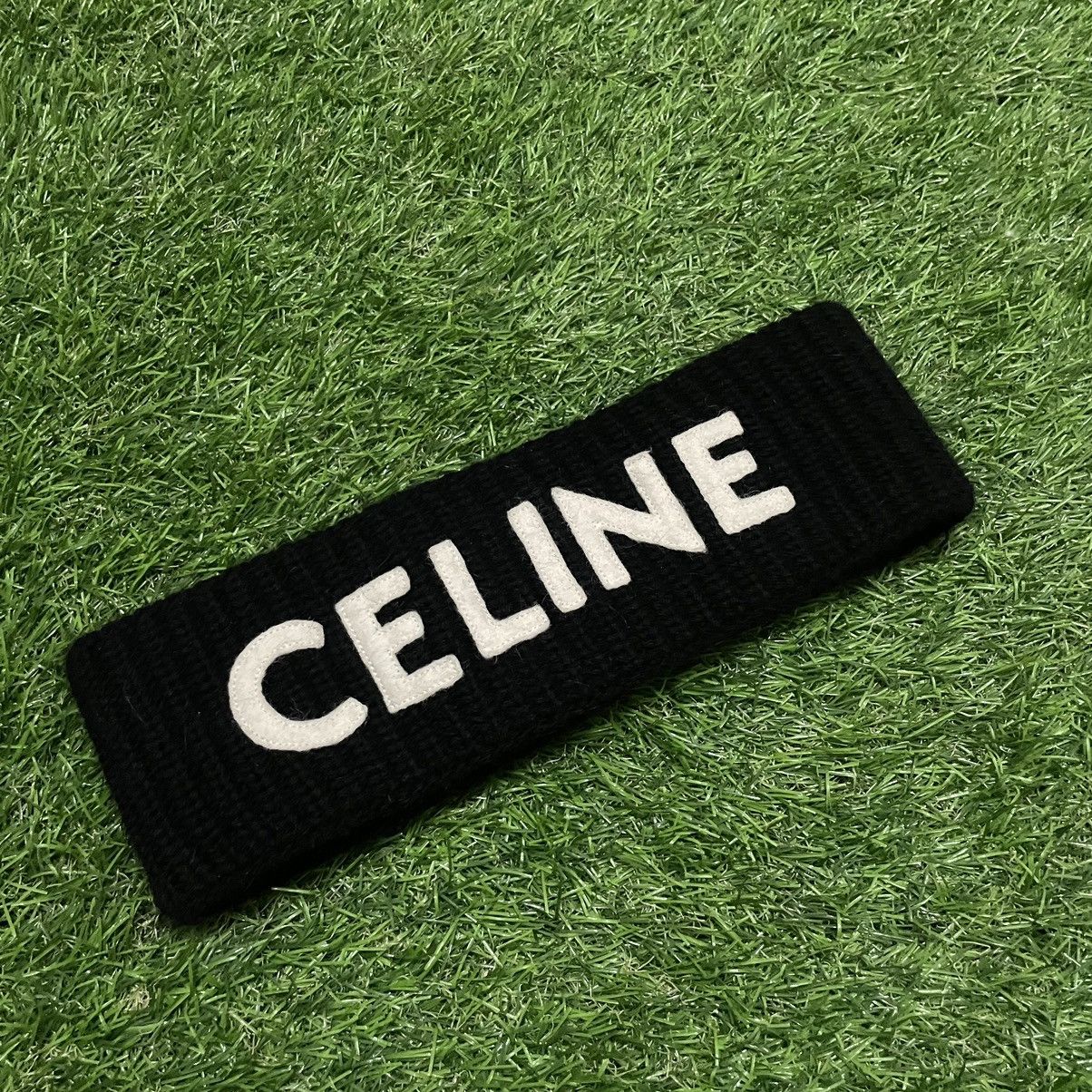 Celine Structured Black Headband - NWT Celine Stamped Headband in Calfskin, Polyester and Brass  main image 2