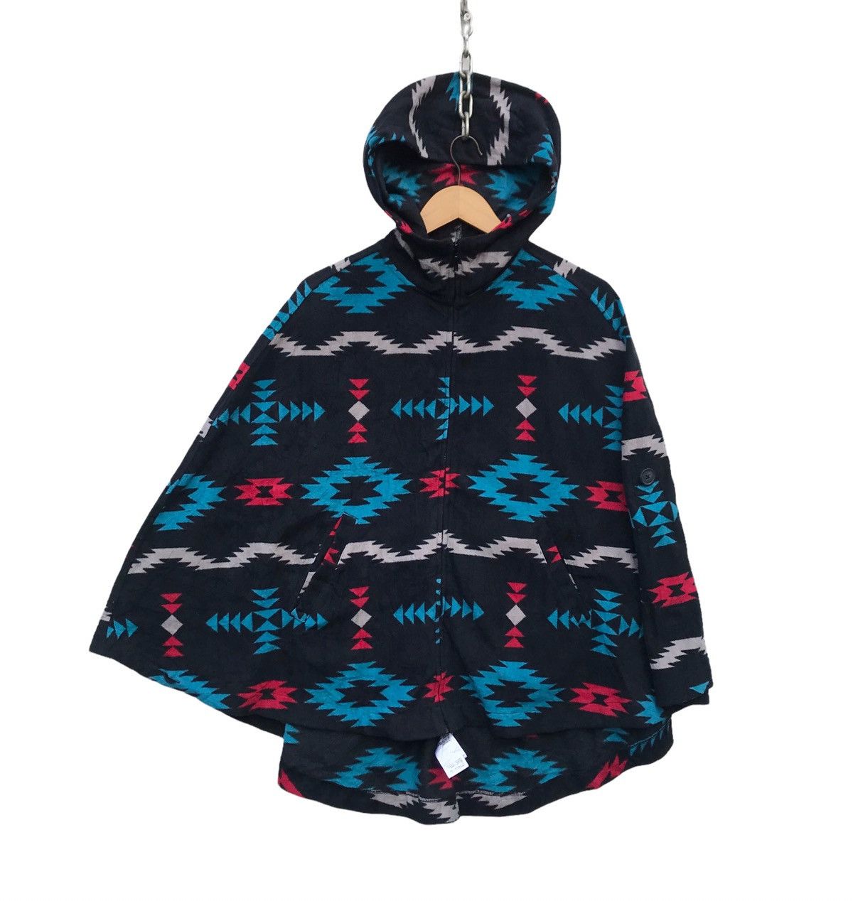 Rare Navajo Native Pattern Hoodie Poncho