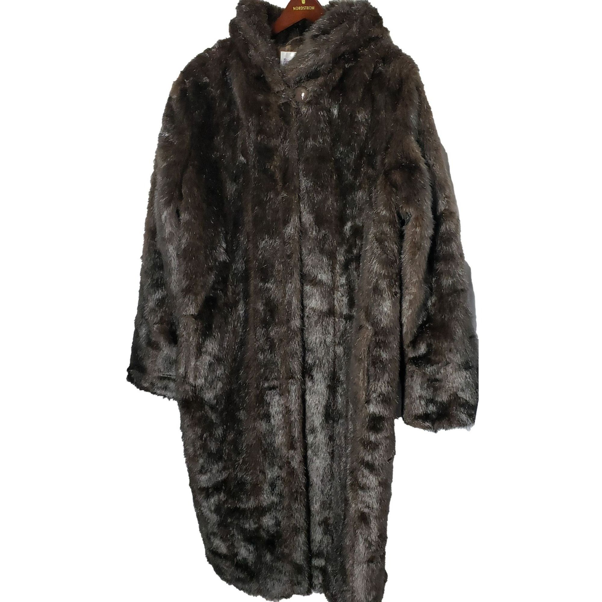 Roaman's Women's Plus Size Full Length Faux-Fur Coat with Hood Coat, Size: 2XL, Black