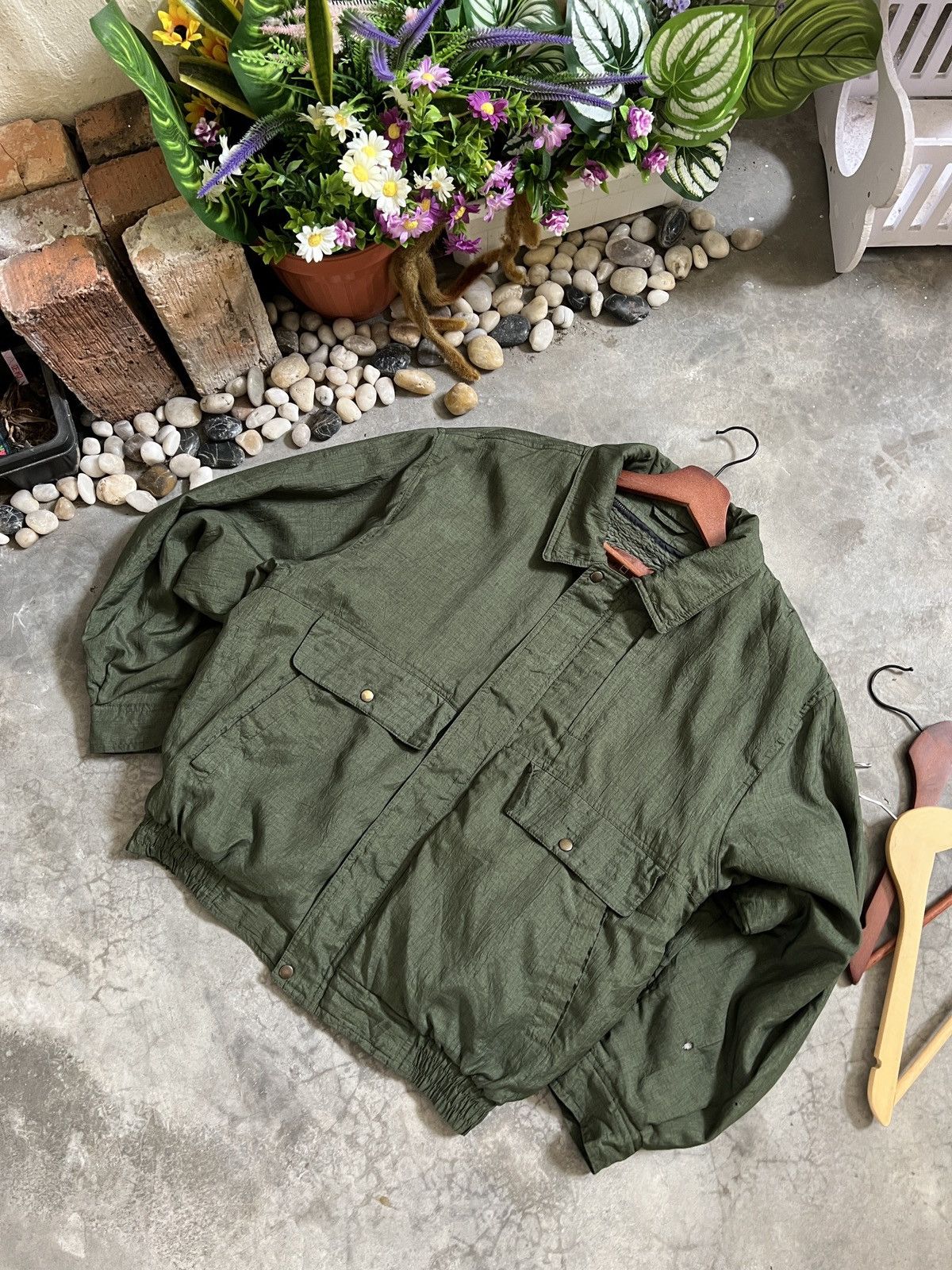 Vintage 80s 🏴‍☠️🖤 Army Green Flying Sherpa Lined Bomber Jacket