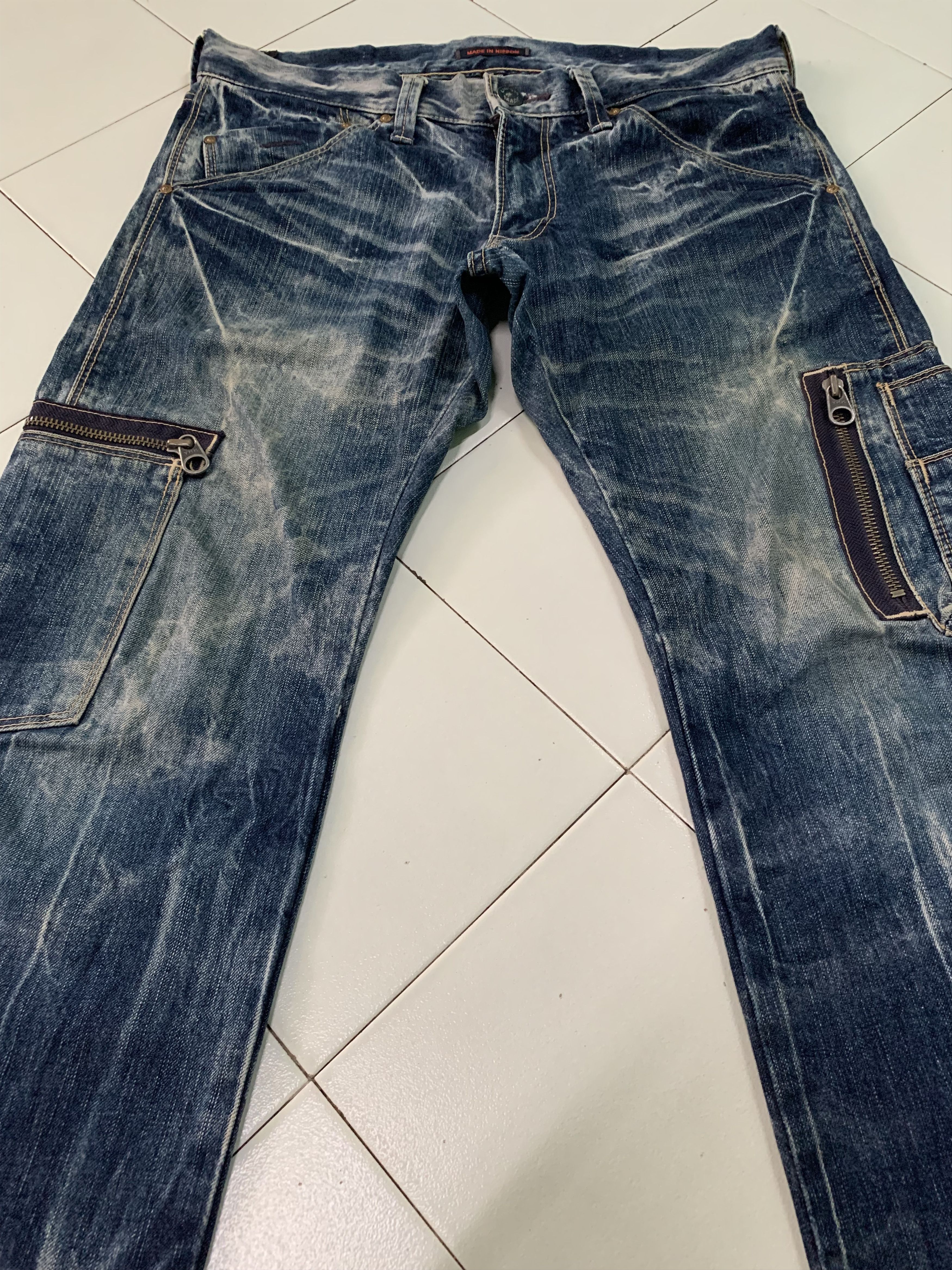 Japanese Brand Vintage Blue Way Denim Cargo Pants Distressed Size US 35 - 3 Thumbnail