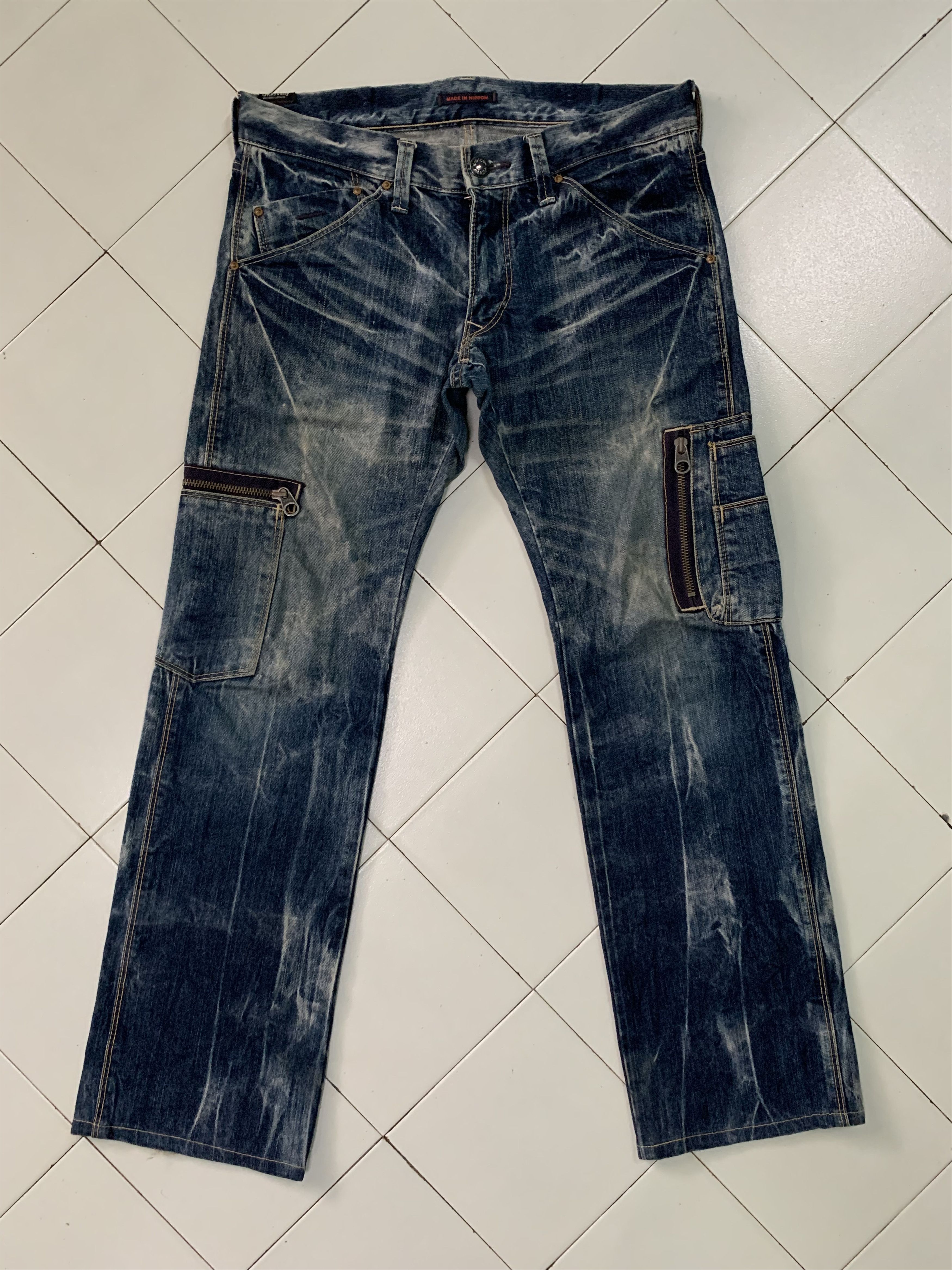 Japanese Brand Vintage Blue Way Denim Cargo Pants Distressed Size US 35 - 1 Thumbnail