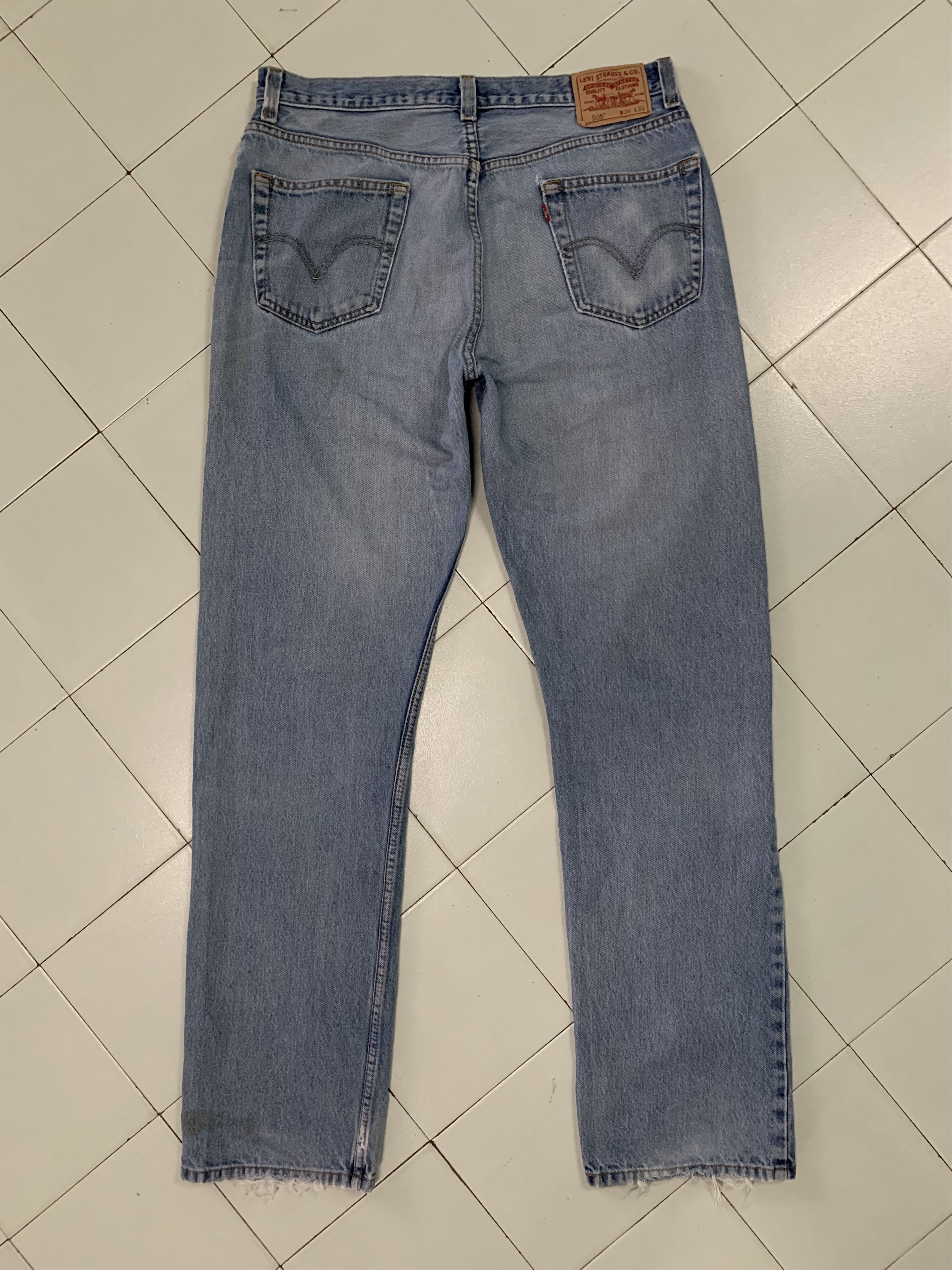 Levi's Vintage Levis Ripped Jeans Dirty Blue Denim Levis 505 Size US 35 - 2 Thumbnail