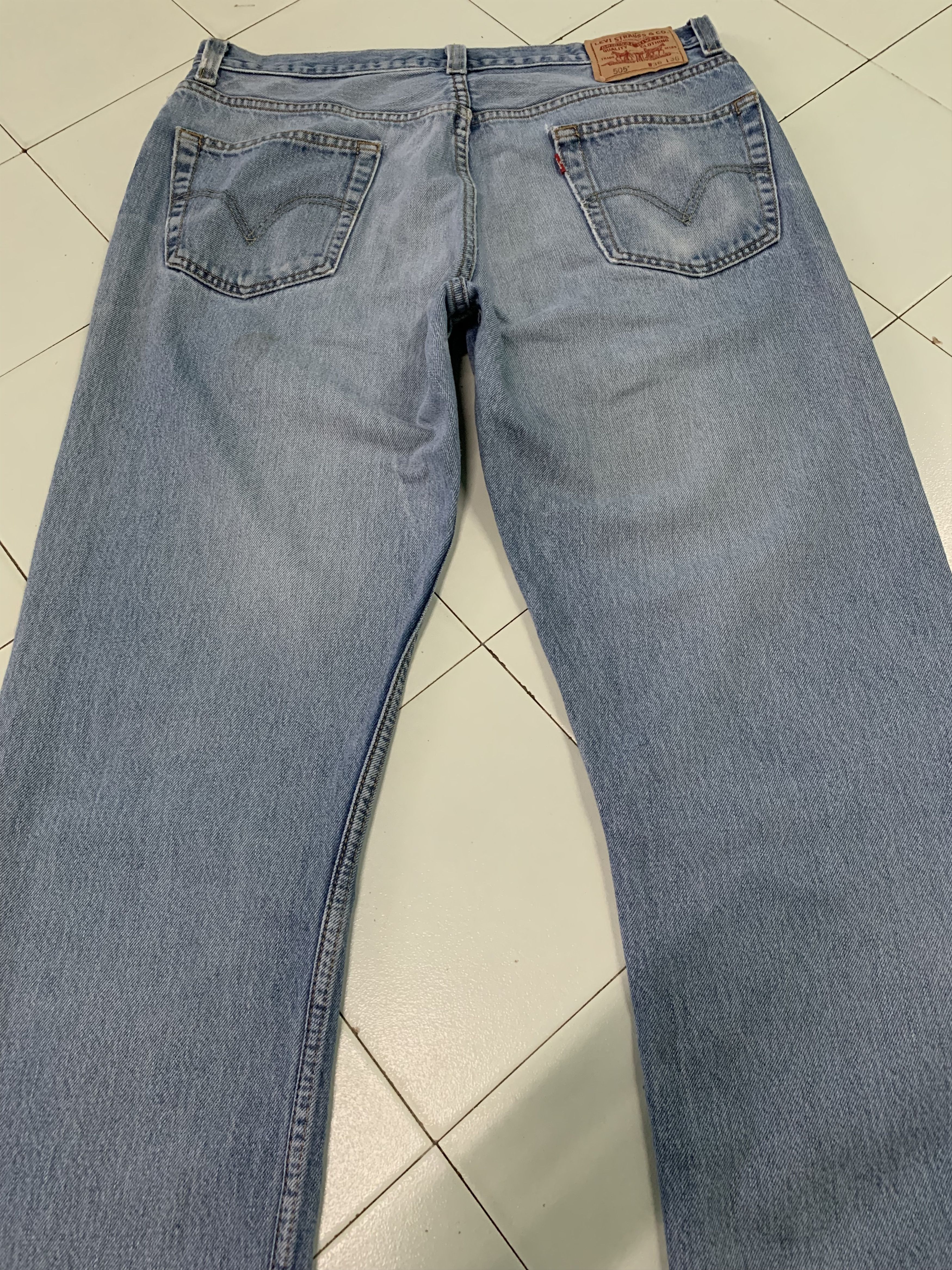 Levi's Vintage Levis Ripped Jeans Dirty Blue Denim Levis 505 Size US 35 - 4 Thumbnail
