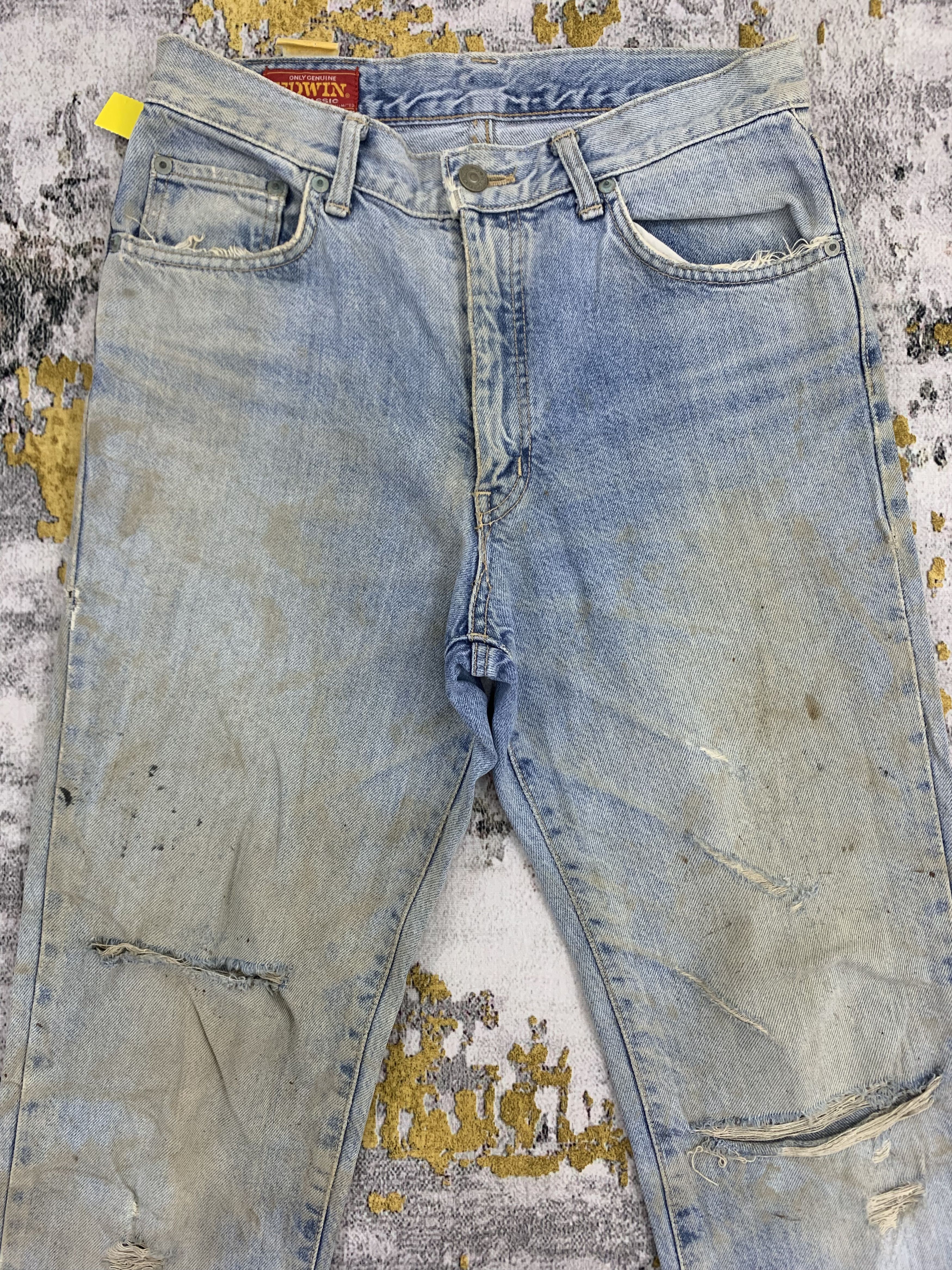 Edwin Vintage 80s Edwin Classic Jeans Dirty Blue Denim Ripped Size US 29 - 2 Thumbnail