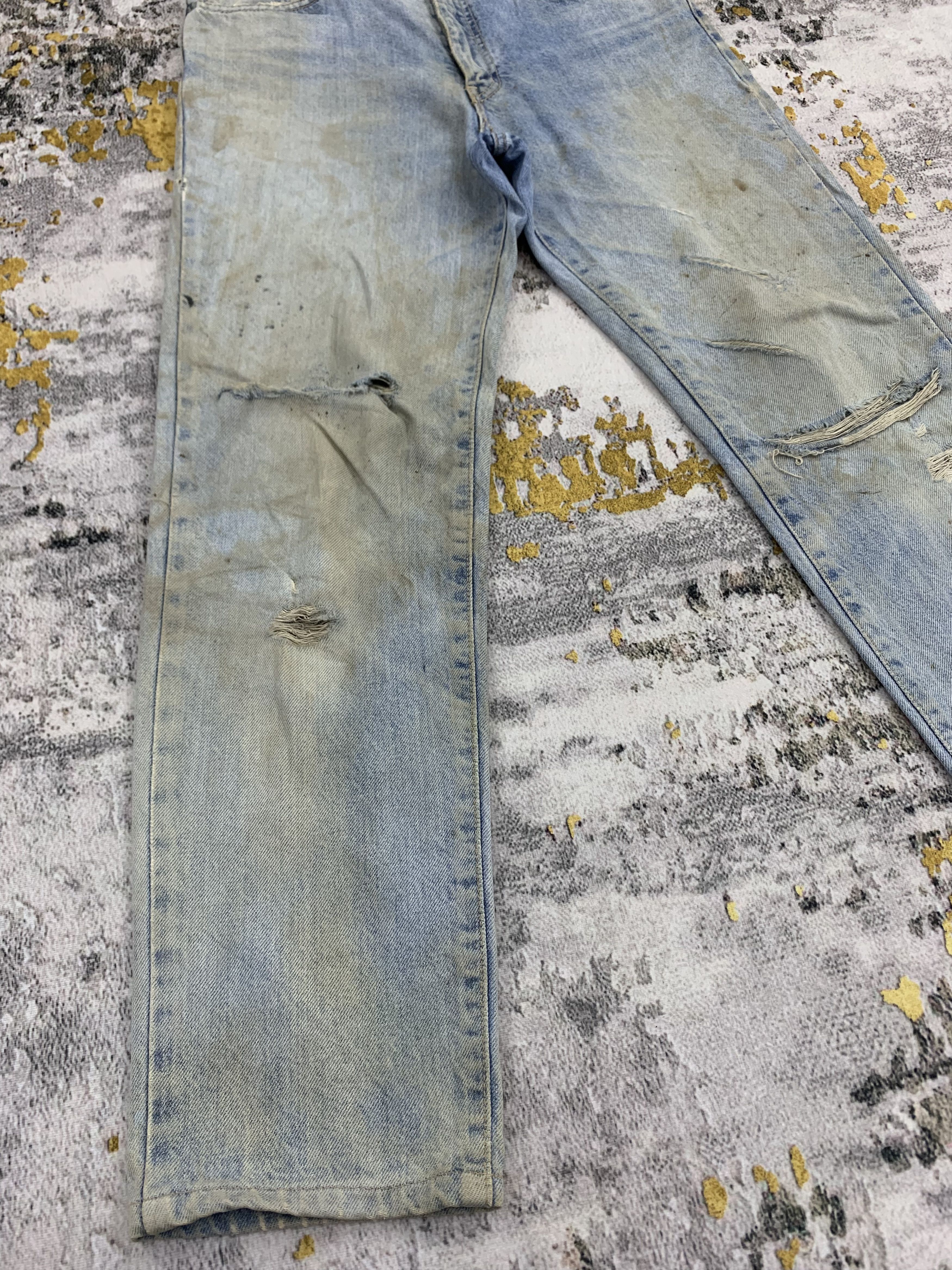 Edwin Vintage 80s Edwin Classic Jeans Dirty Blue Denim Ripped Size US 29 - 4 Thumbnail