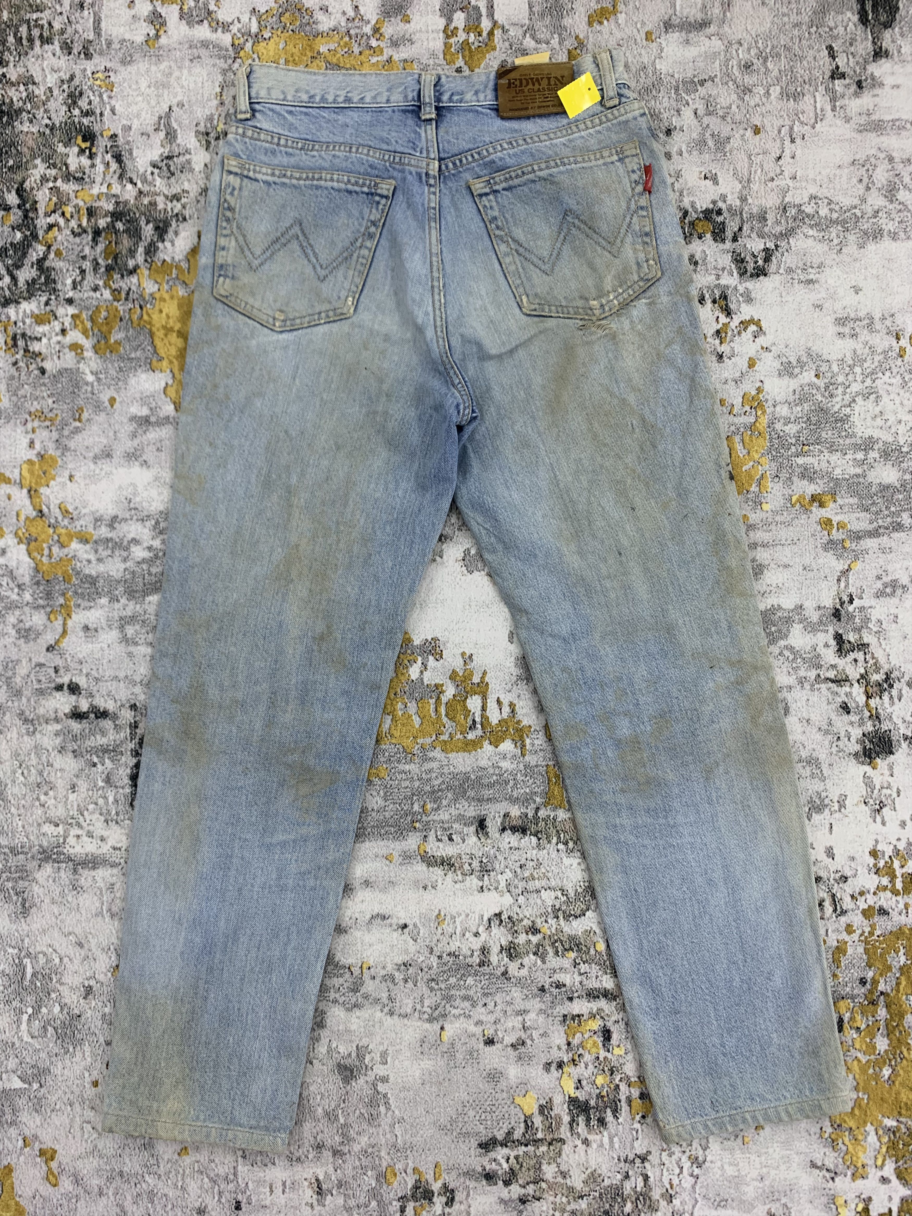 Edwin Vintage 80s Edwin Classic Jeans Dirty Blue Denim Ripped Size US 29 - 6 Thumbnail