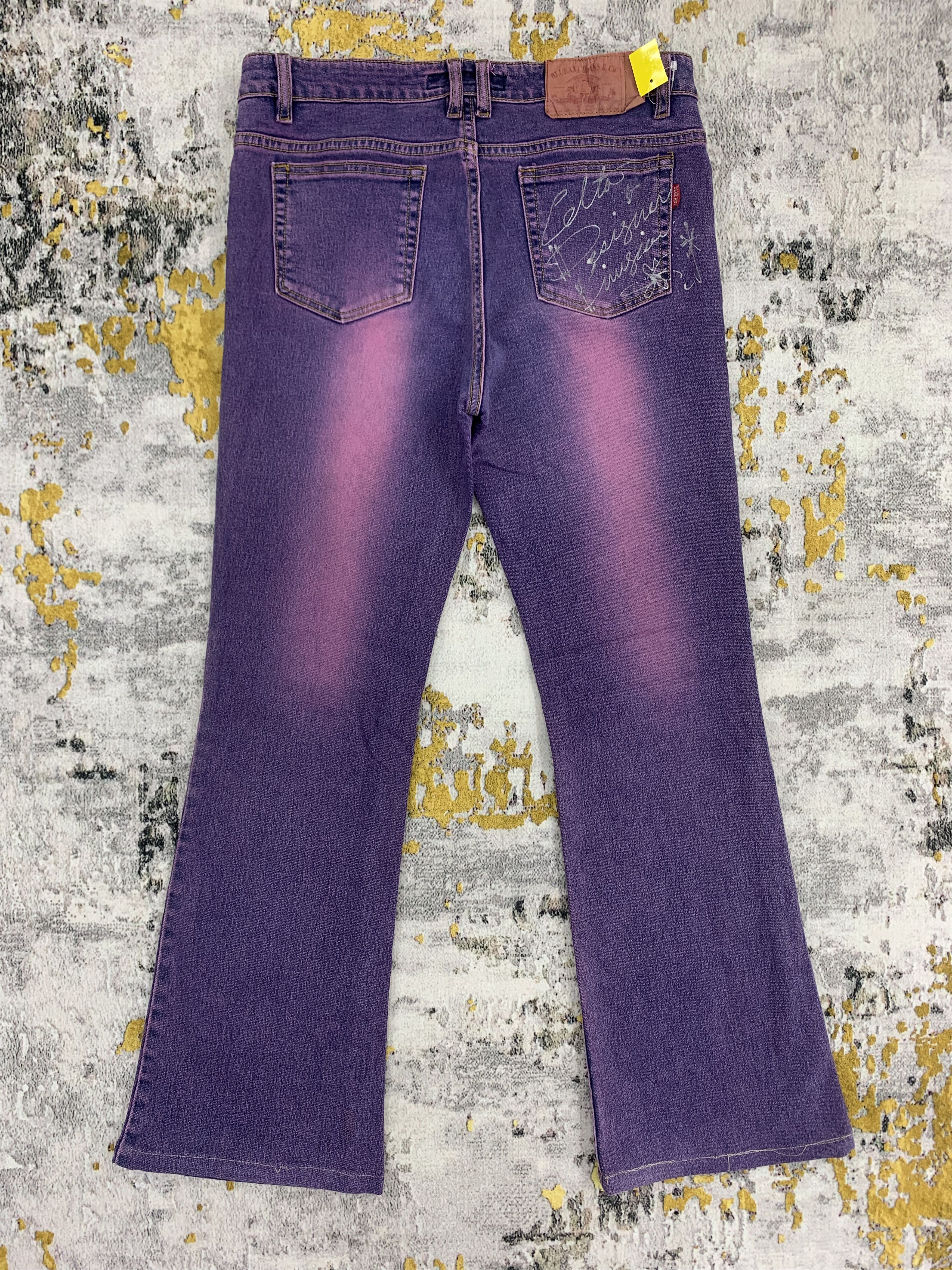 Japanese Brand Violet Blueant Jeans Bootcut Flared Denim Girl Printed Size 29" - 6 Thumbnail