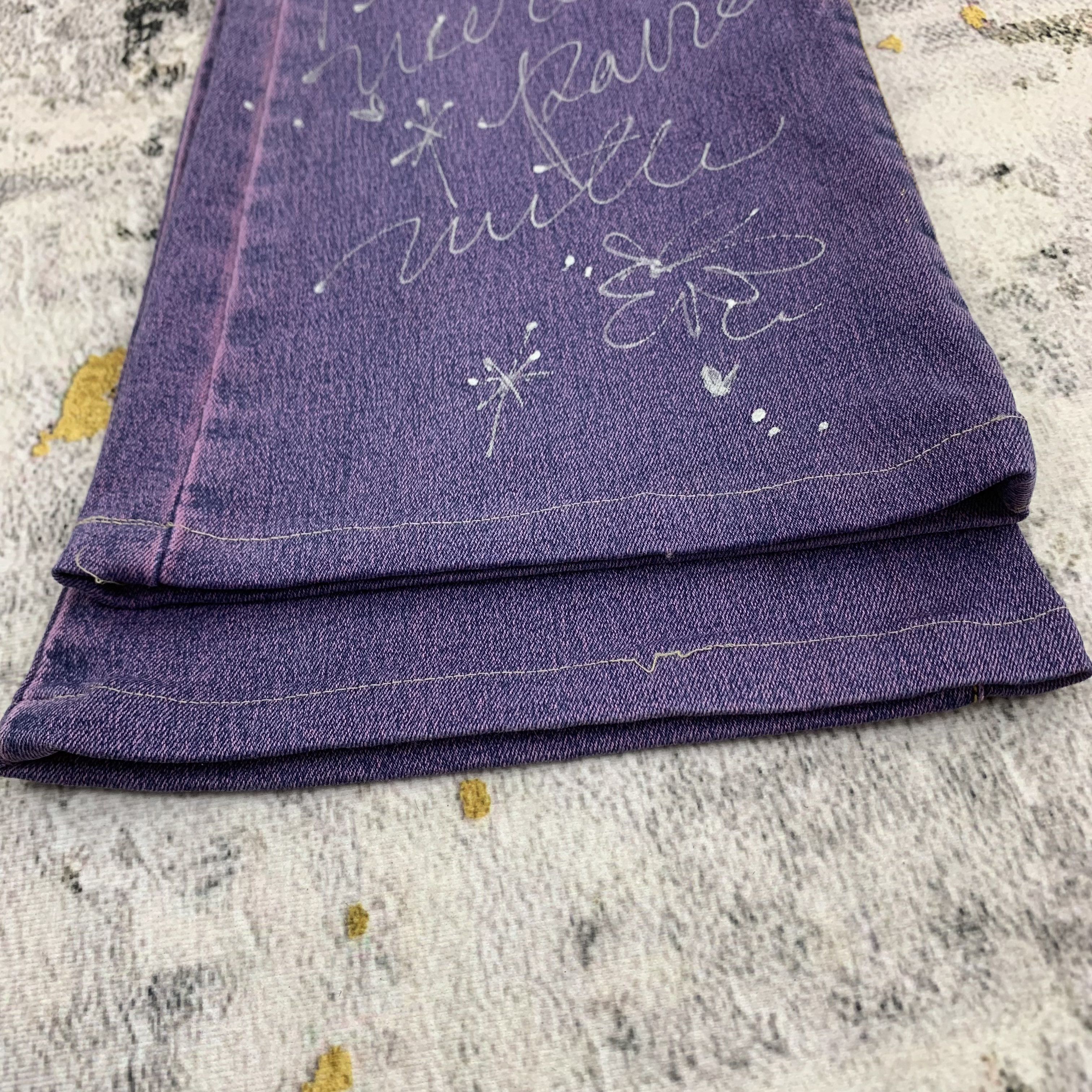 Japanese Brand Violet Blueant Jeans Bootcut Flared Denim Girl Printed Size 29" - 8 Thumbnail