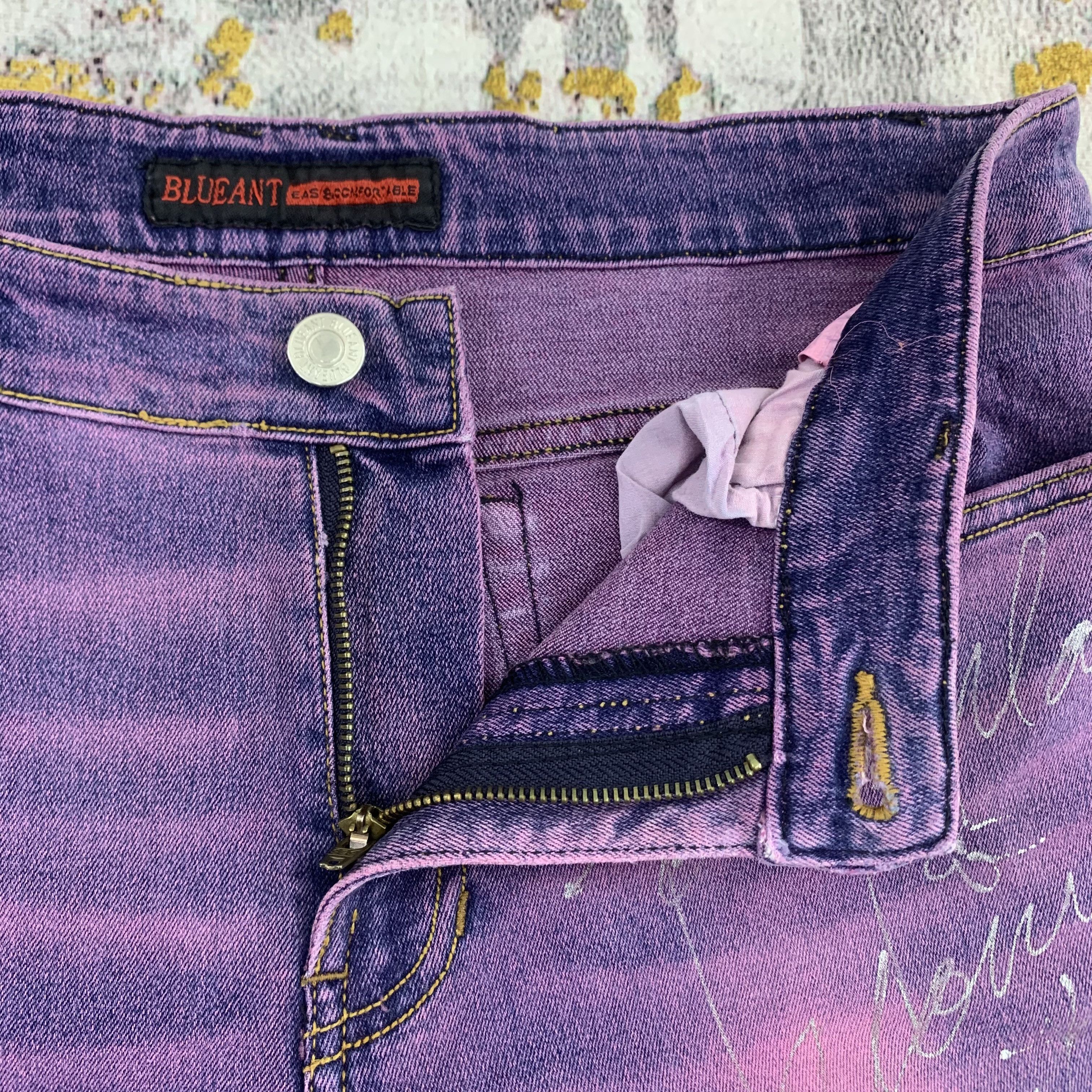 Japanese Brand Violet Blueant Jeans Bootcut Flared Denim Girl Printed Size 29" - 5 Thumbnail