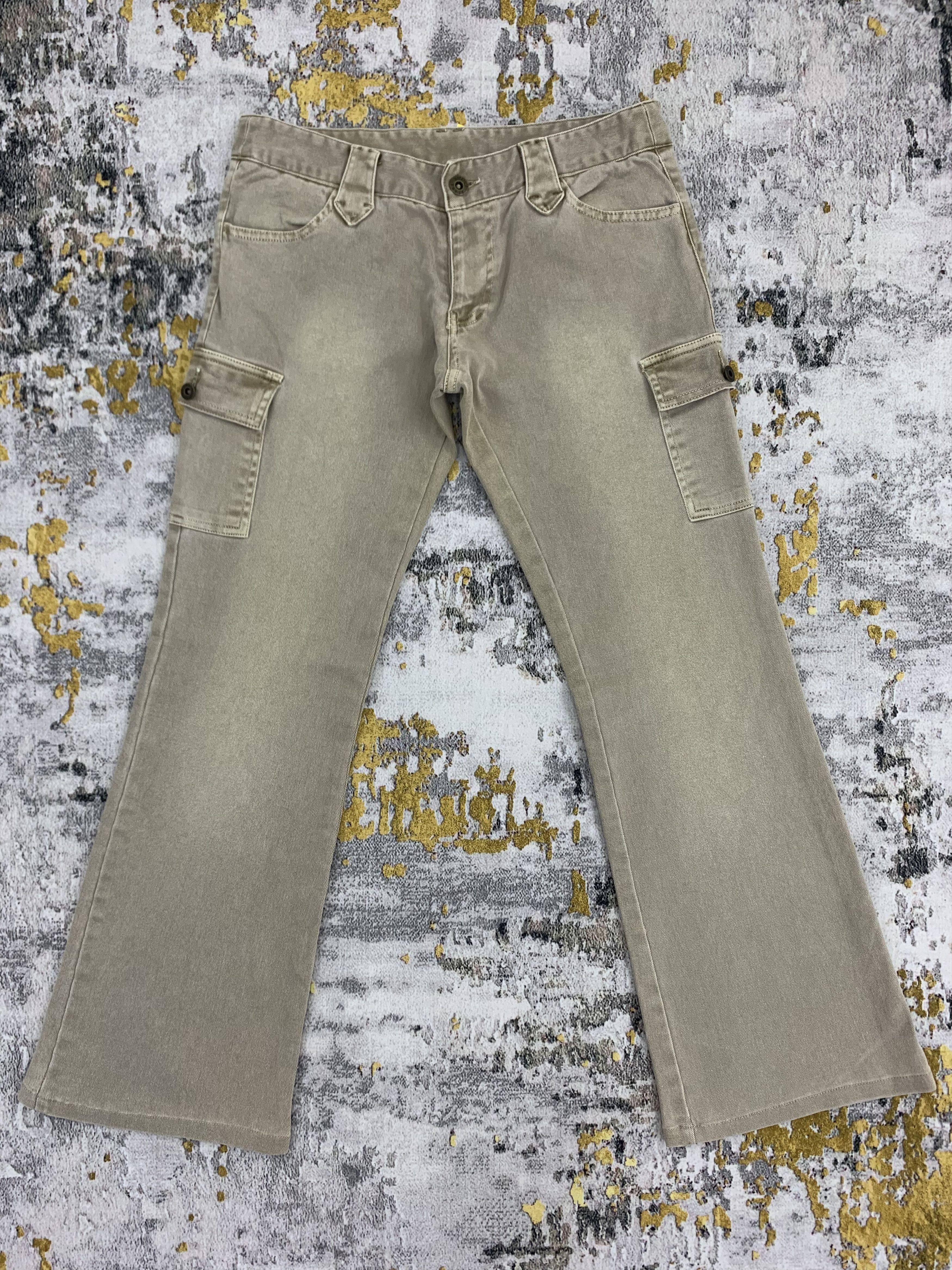 Japanese Brand Vintage Cargo Pants Jeans Khaki Flap Pocket Denim Bootcut Size US 29 - 1 Thumbnail