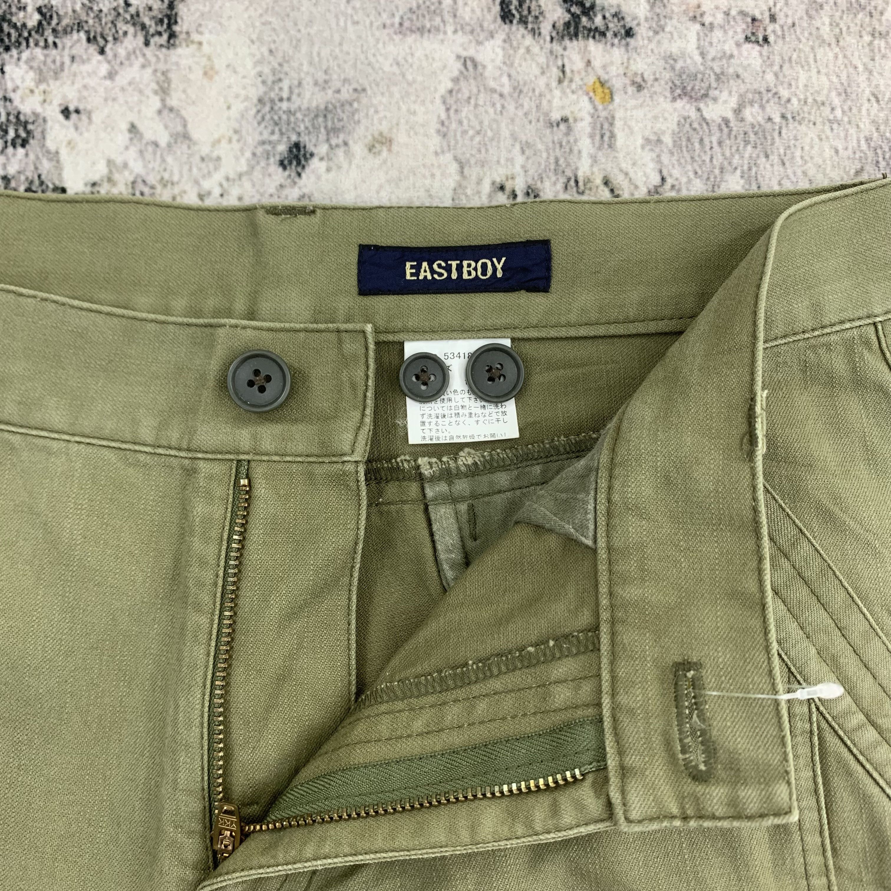 Japanese Brand Eastboy Cargo Pants Multi Pocket Olive Green Size US 31 - 5 Thumbnail