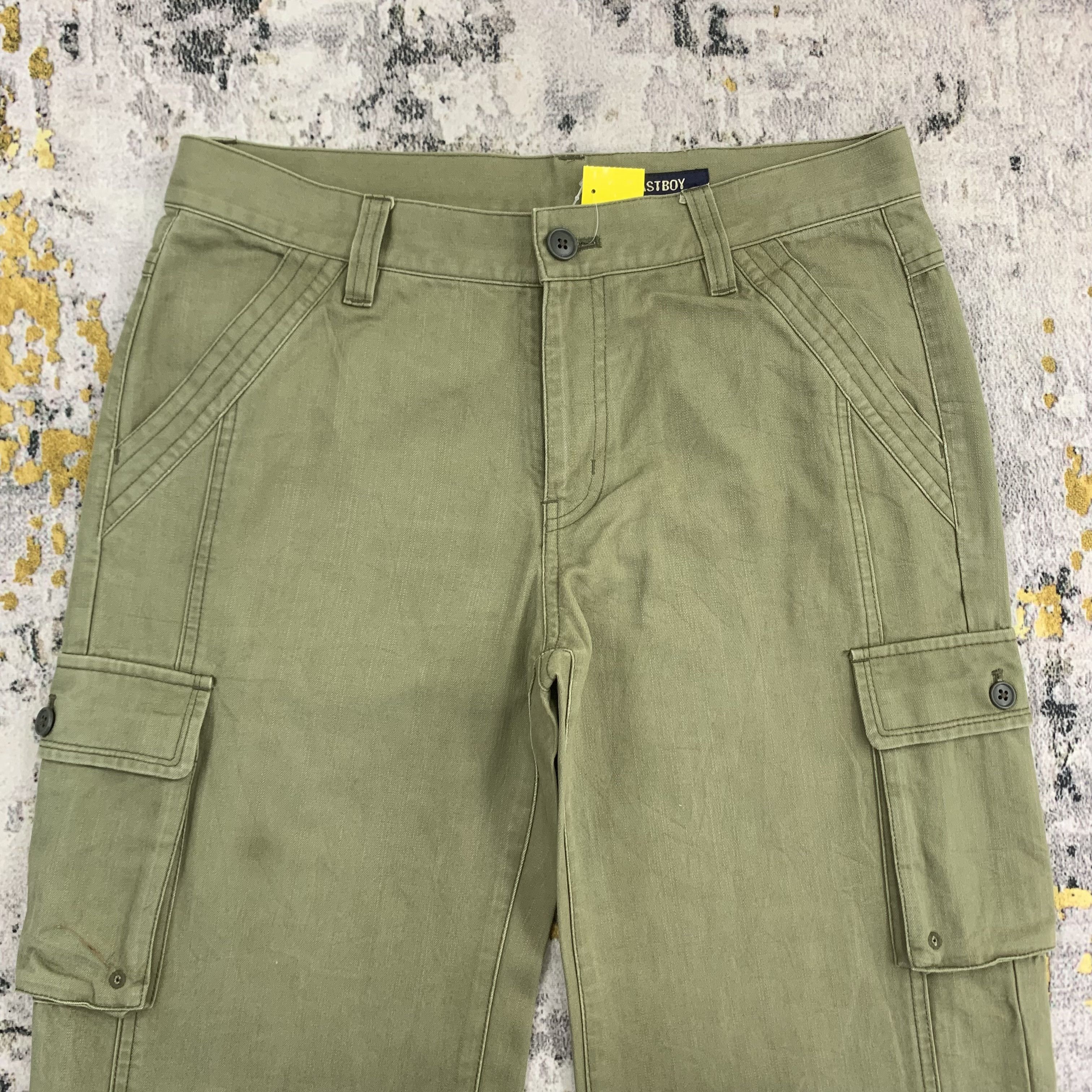 Japanese Brand Eastboy Cargo Pants Multi Pocket Olive Green Size US 31 - 2 Thumbnail