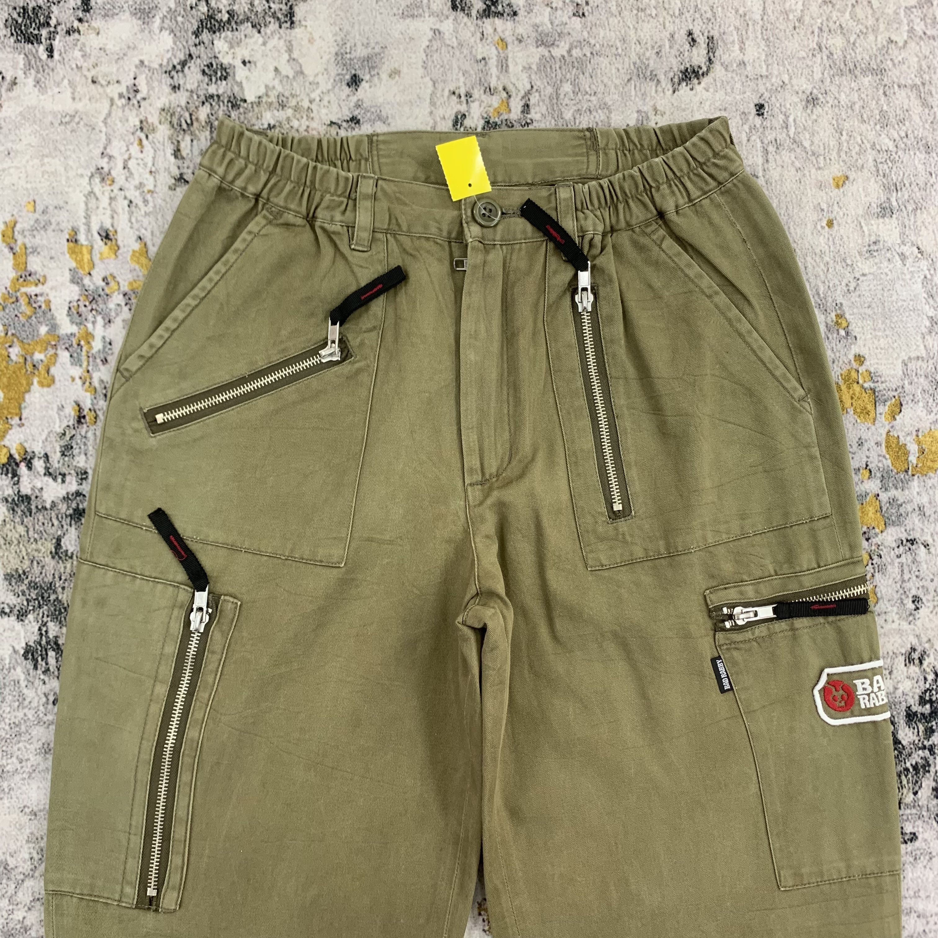 Japanese Brand Bad Rabby Cargo Pants Zip Multi Pocket Stretch Size 26" / US 2 / IT 38 - 2 Thumbnail