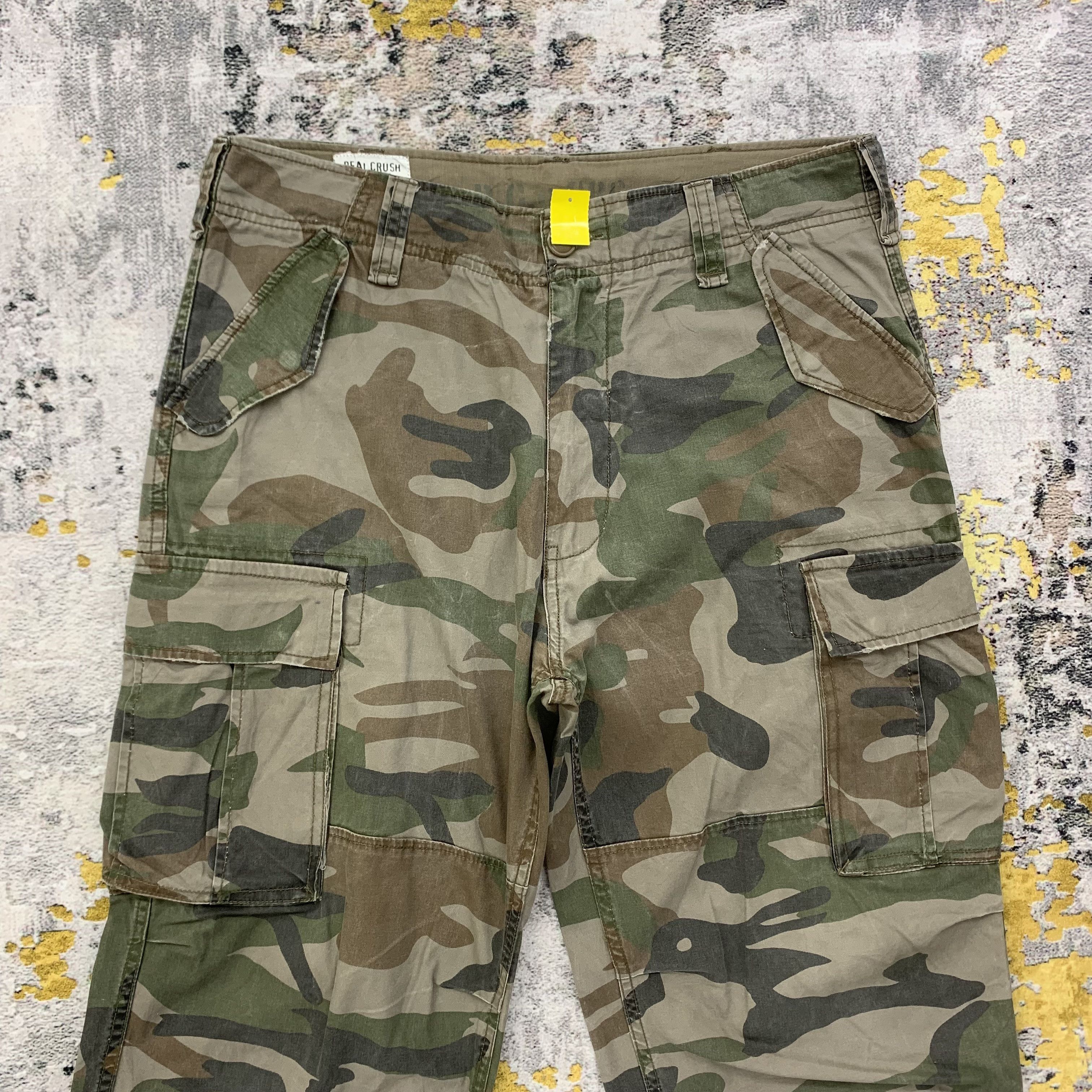 Japanese Brand Real Crush Clothing Cargo Pants Camouflage Tactical 33x43 Size US 33 - 2 Thumbnail