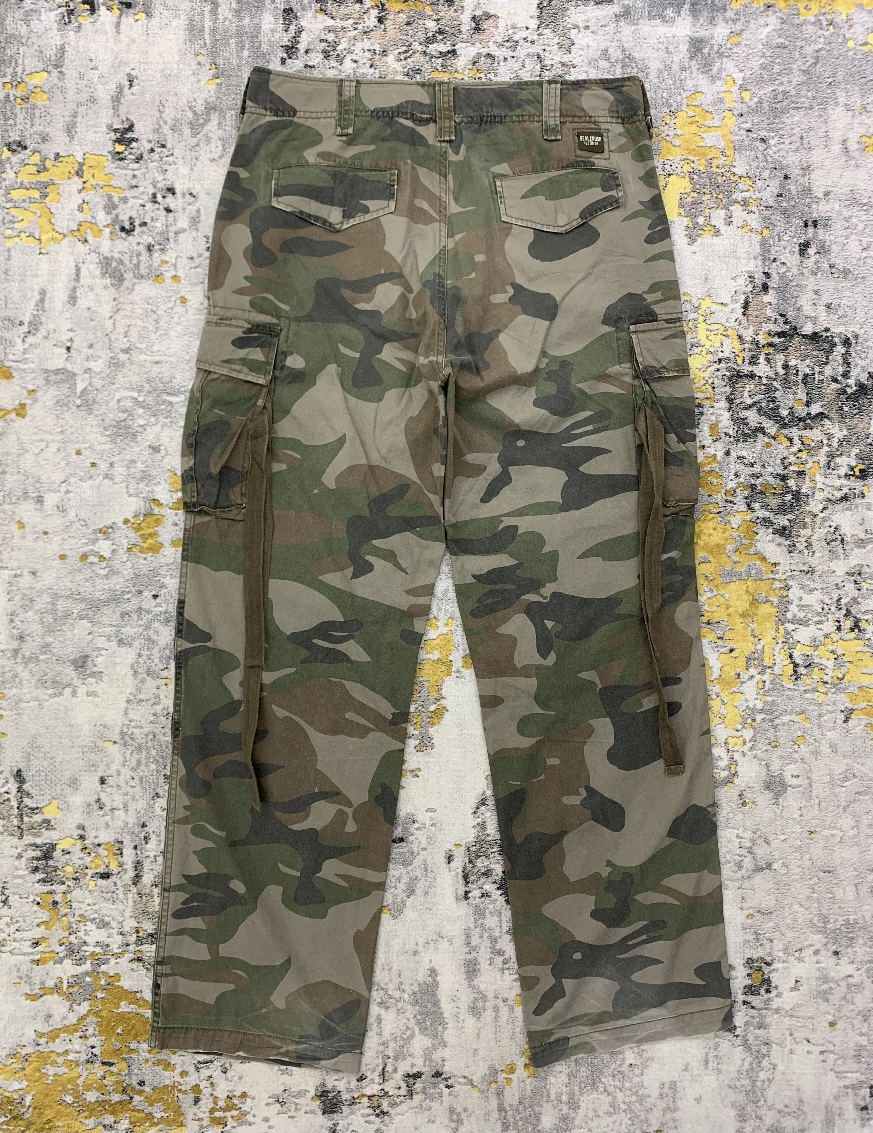 Japanese Brand Real Crush Clothing Cargo Pants Camouflage Tactical 33x43 Size US 33 - 3 Thumbnail
