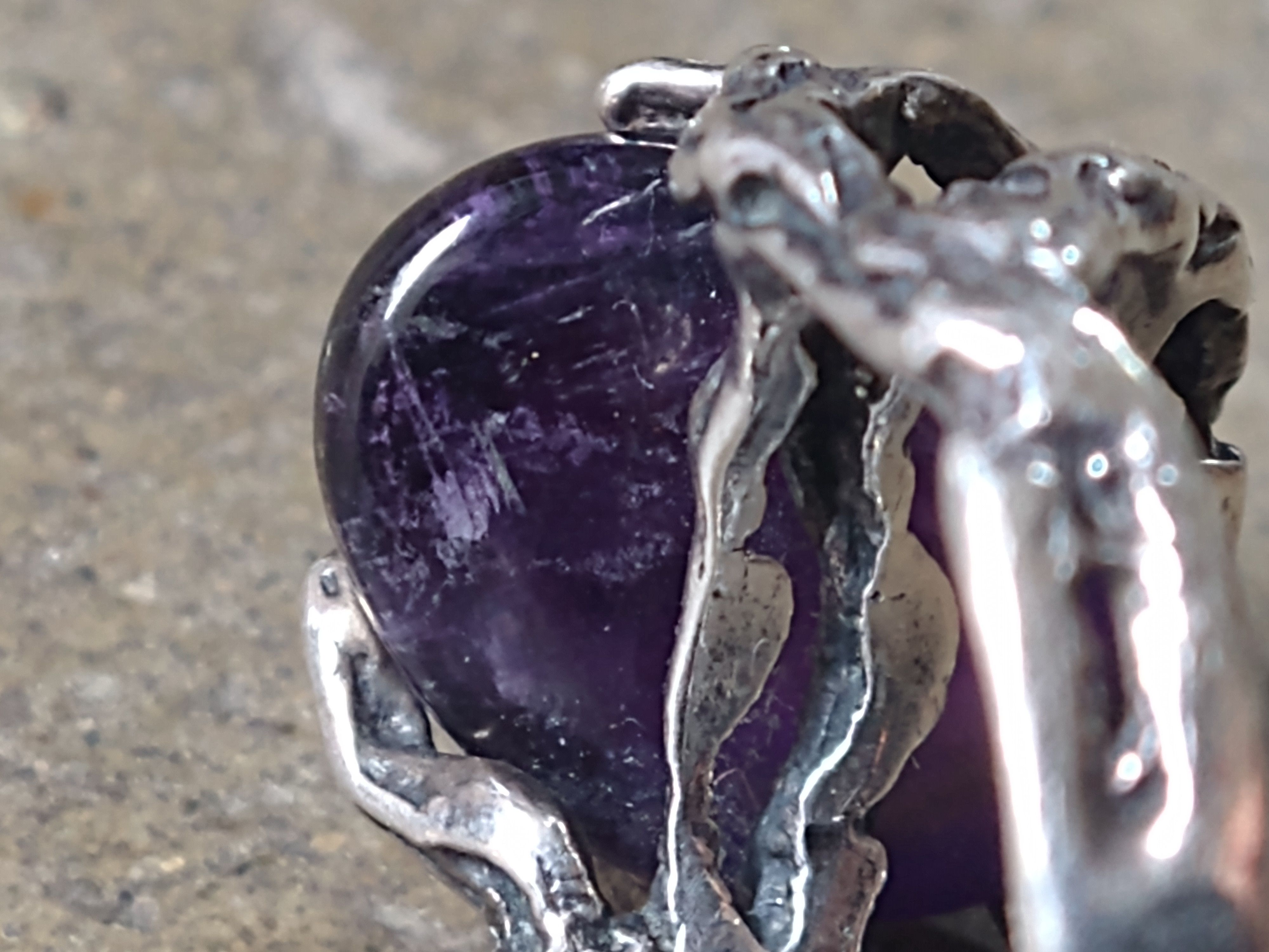 Other Sterling Silver Ring Purple Amethyst 7.75 Brutalist Modern Size ONE SIZE - 10 Thumbnail