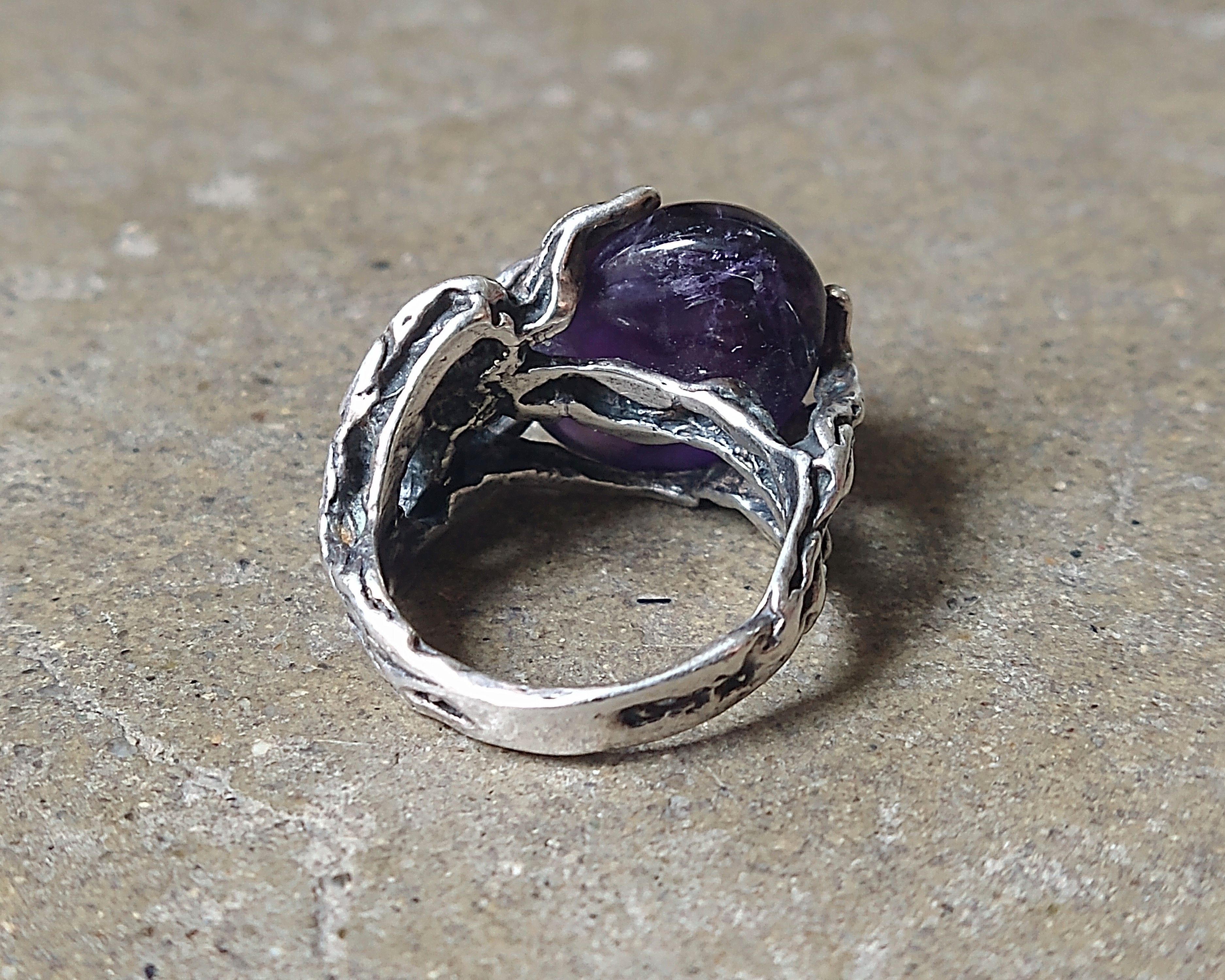Other Sterling Silver Ring Purple Amethyst 7.75 Brutalist Modern Size ONE SIZE - 8 Thumbnail