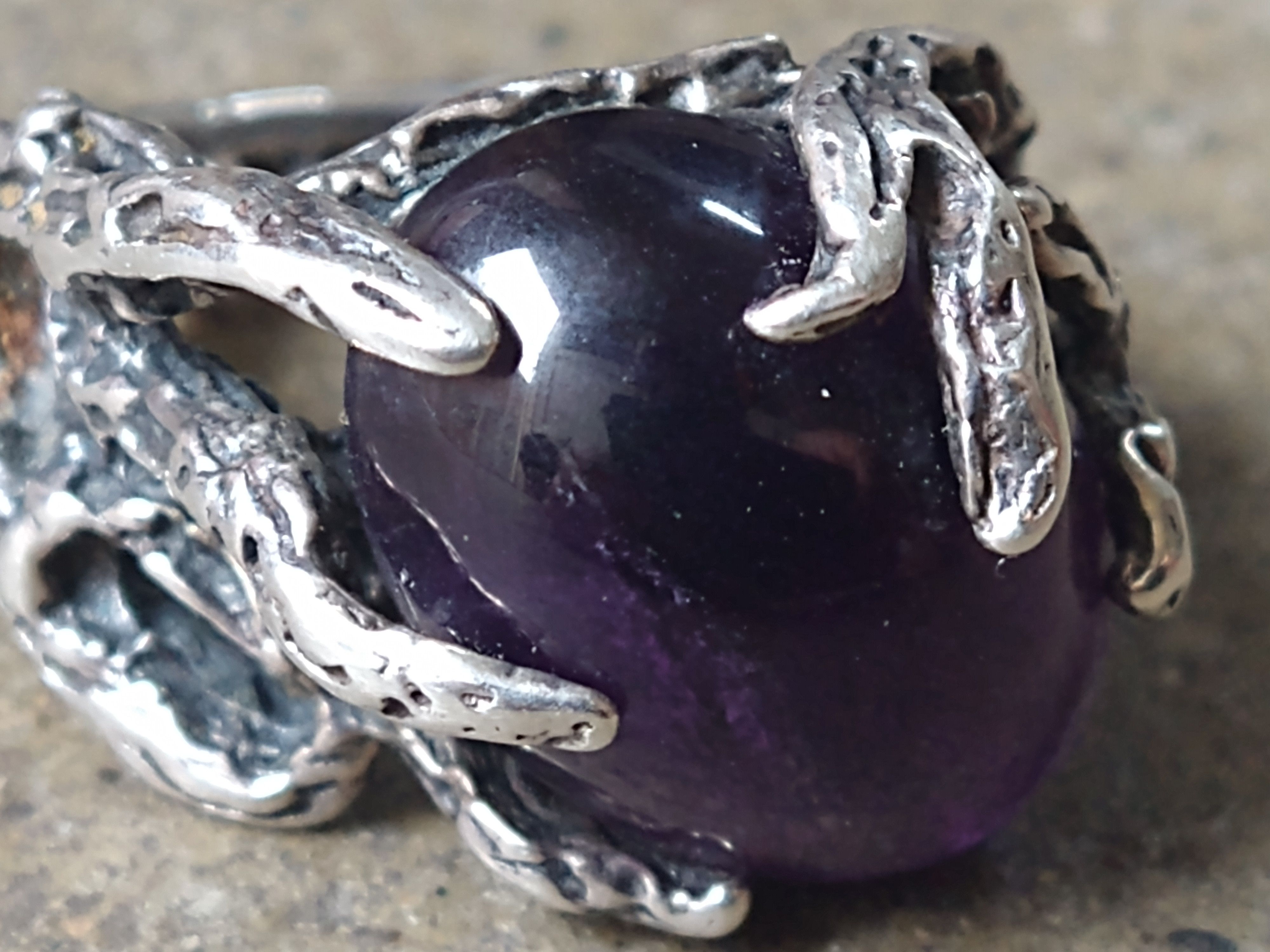 Other Sterling Silver Ring Purple Amethyst 7.75 Brutalist Modern Size ONE SIZE - 3 Thumbnail